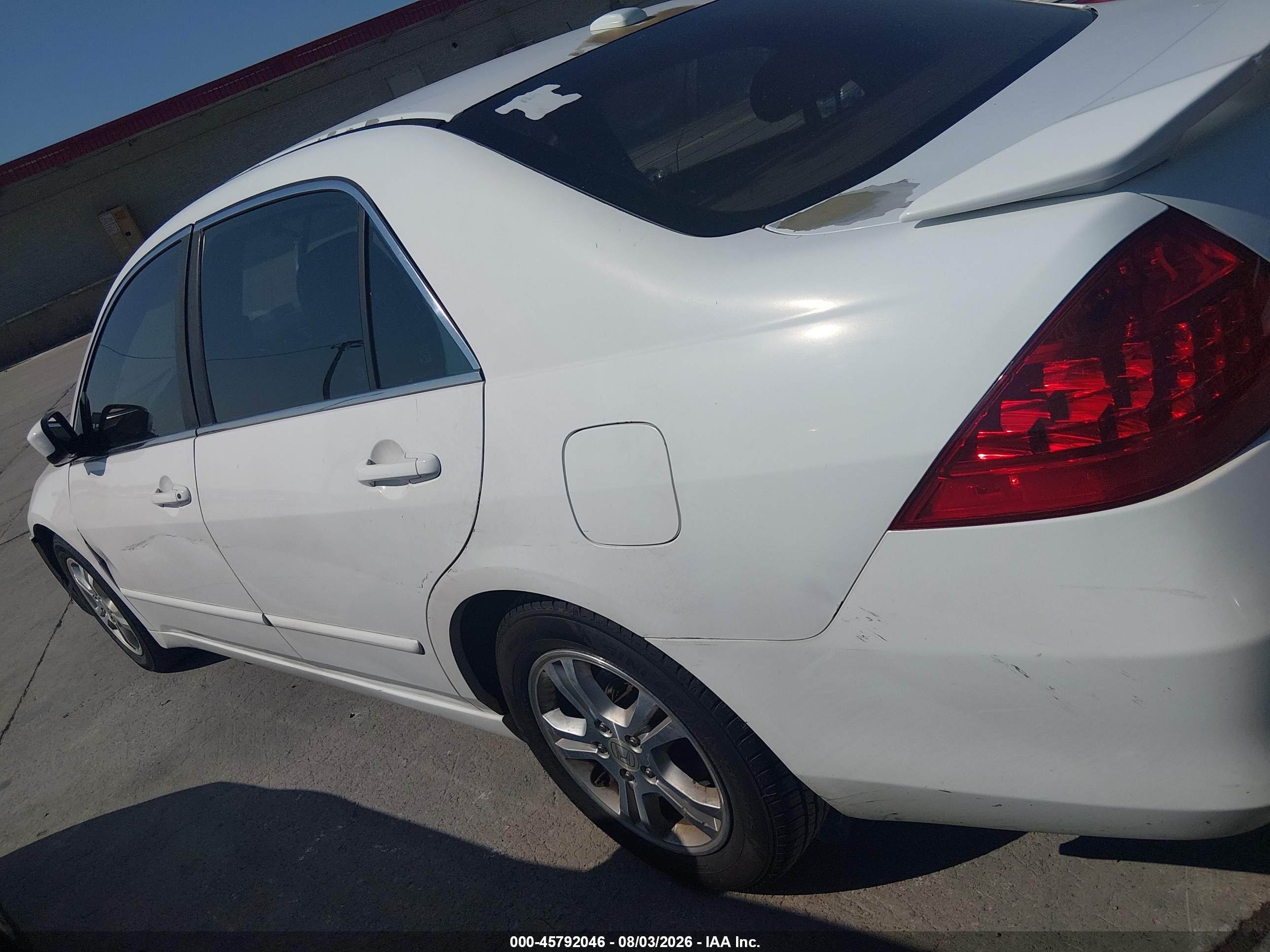2007 Honda Accord 2.4 Ex White vin: 1HGCM56887A089883
