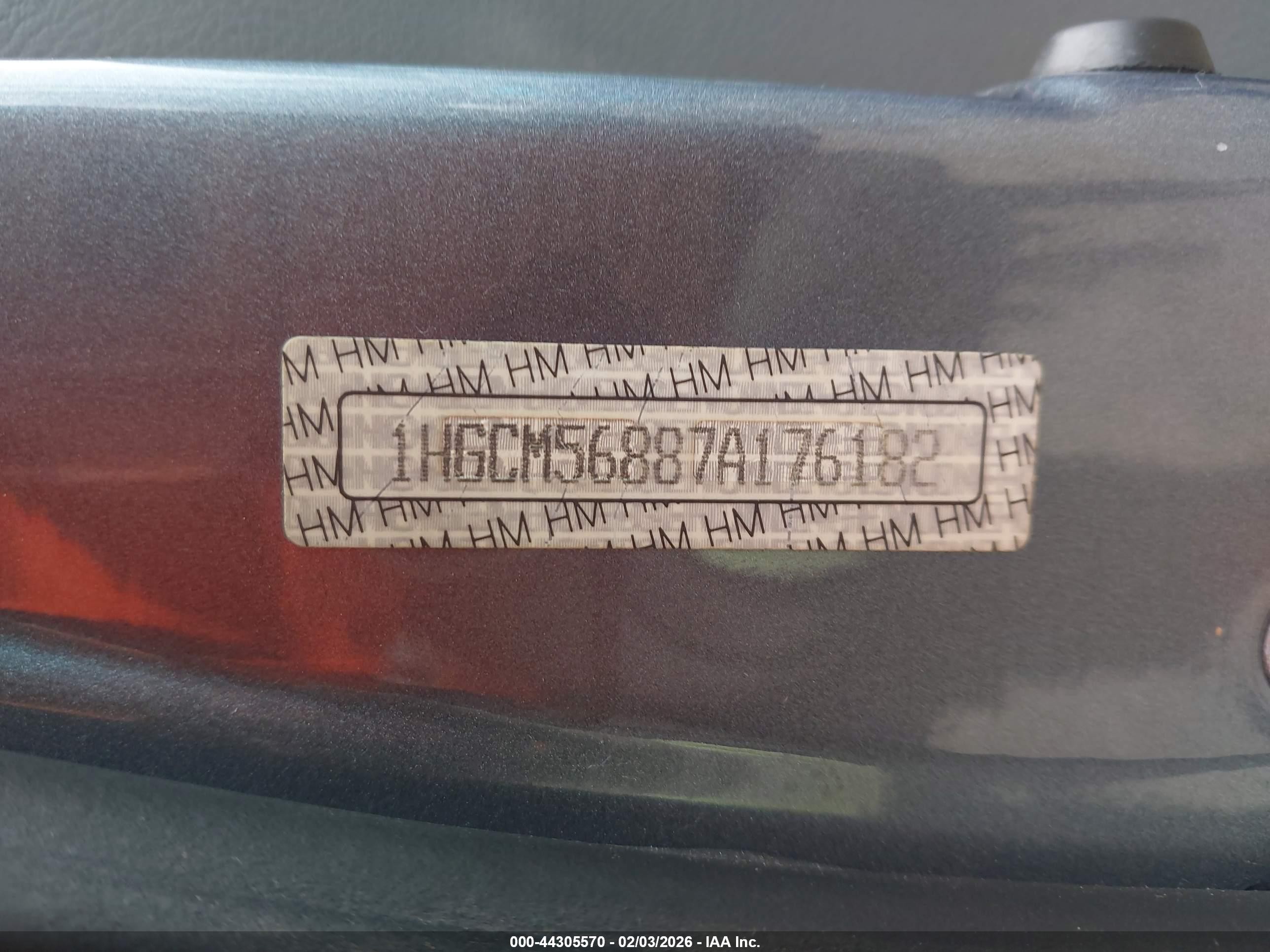2007 Honda Accord 2.4 Ex Blue vin: 1HGCM56887A176182