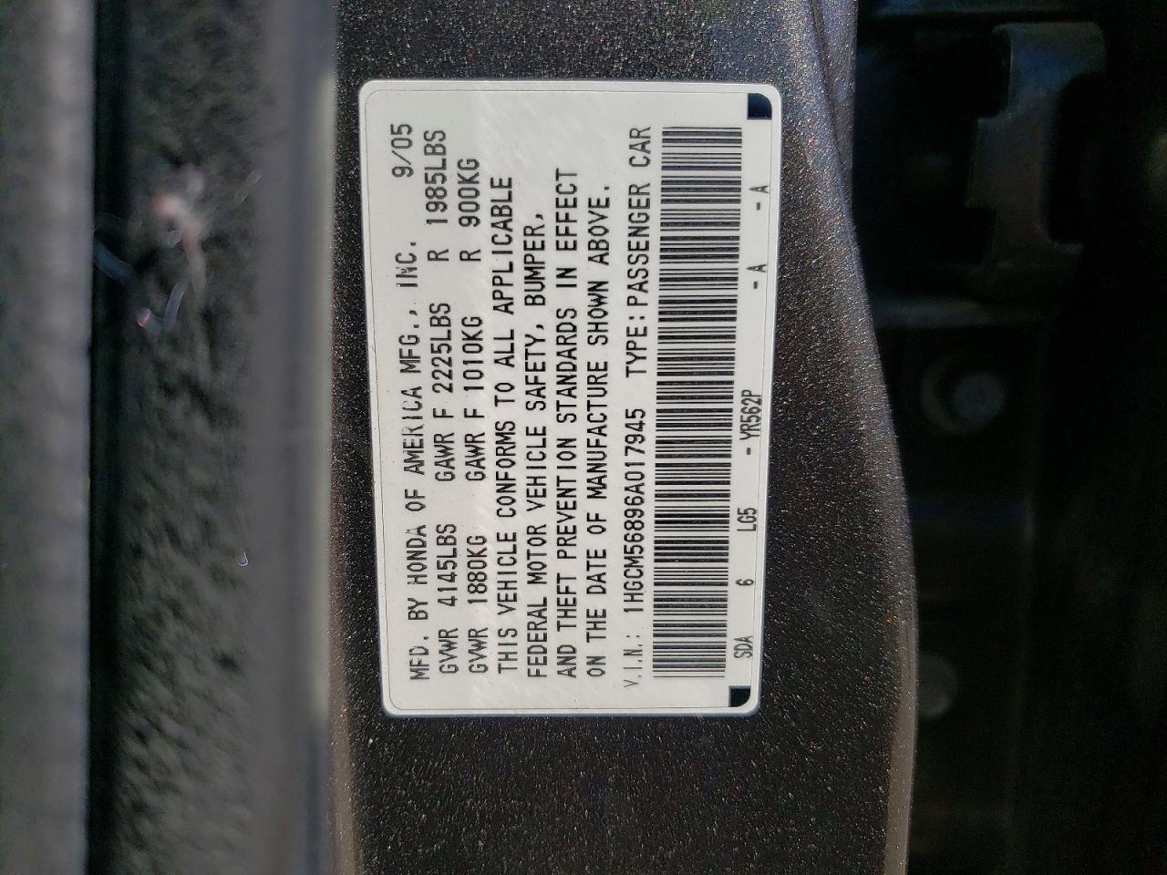 2006 Honda Accord Ex Gray vin: 1HGCM56896A017945