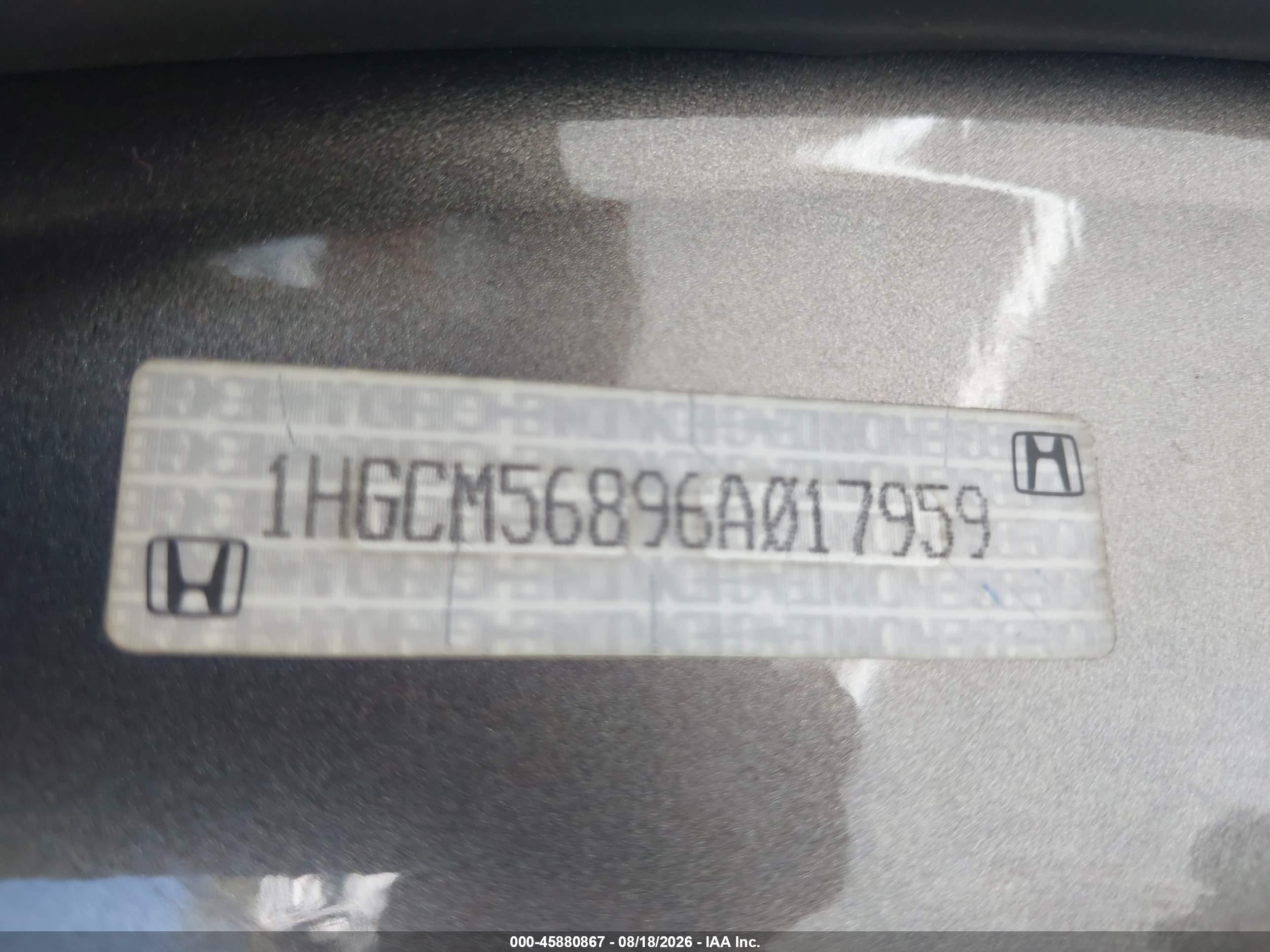 2006 Honda Accord 2.4 Ex Gray vin: 1HGCM56896A017959