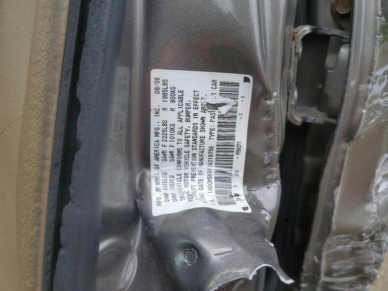 2007 Honda Accord Ex Gray vin: 1HGCM56897A018756
