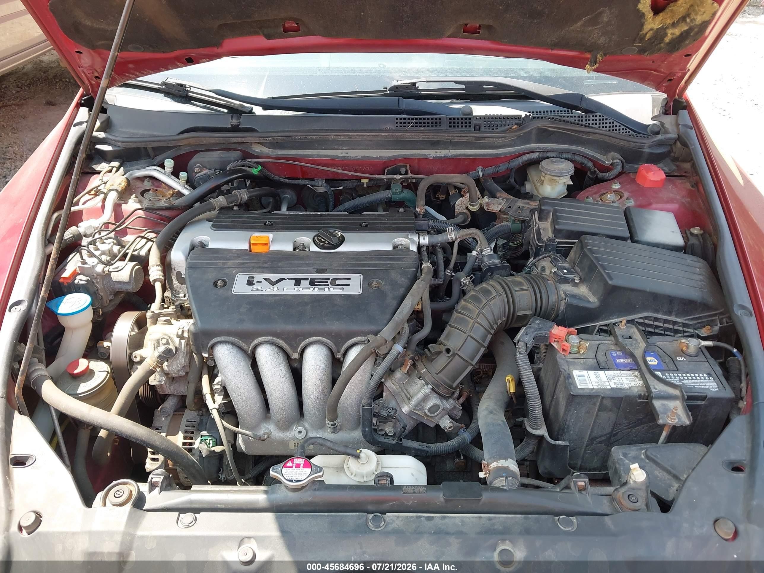 2007 Honda Accord 2.4 Ex Red vin: 1HGCM56897A021270