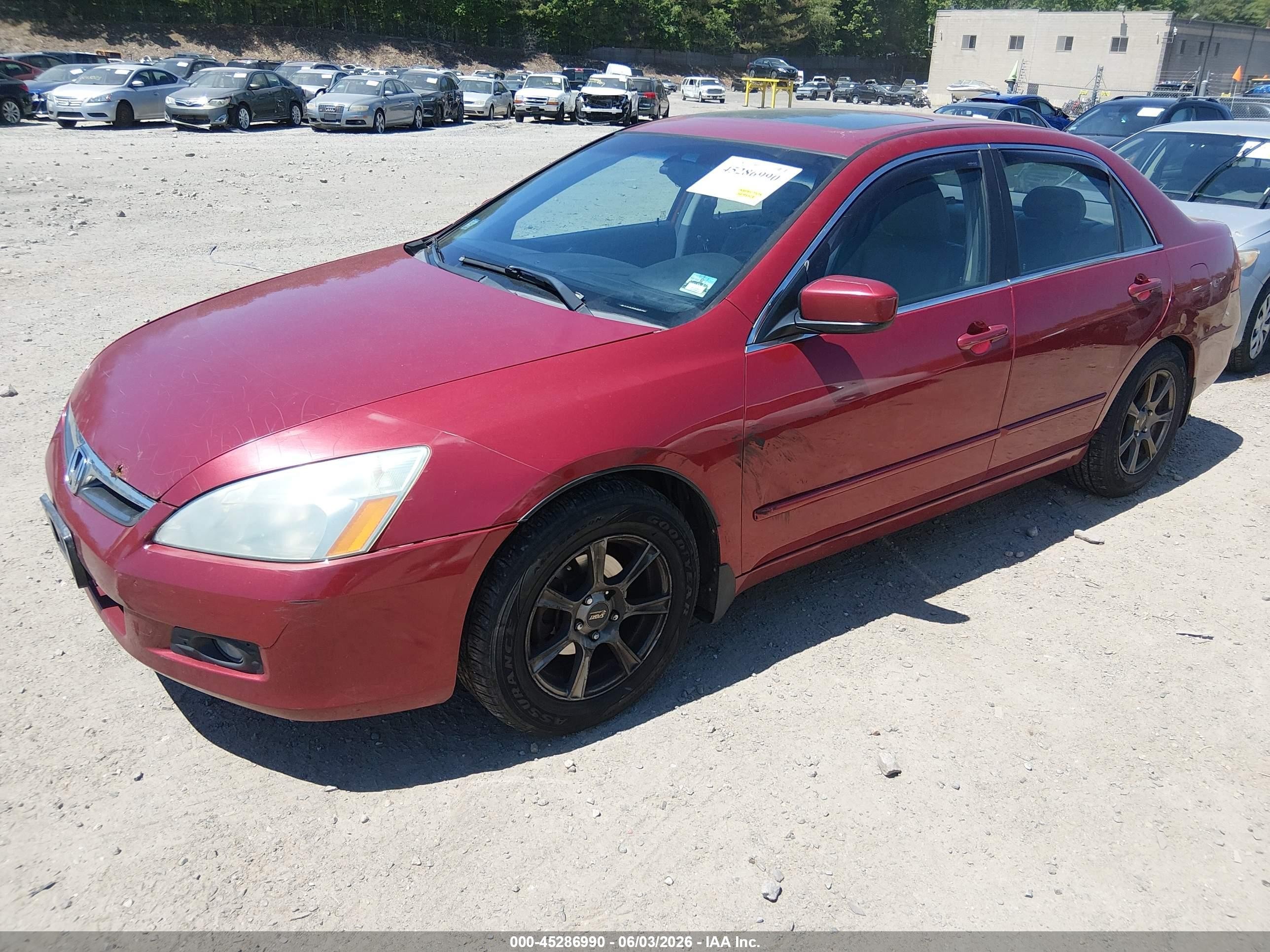 2007 Honda Accord 2.4 Ex Red vin: 1HGCM568X7A070025