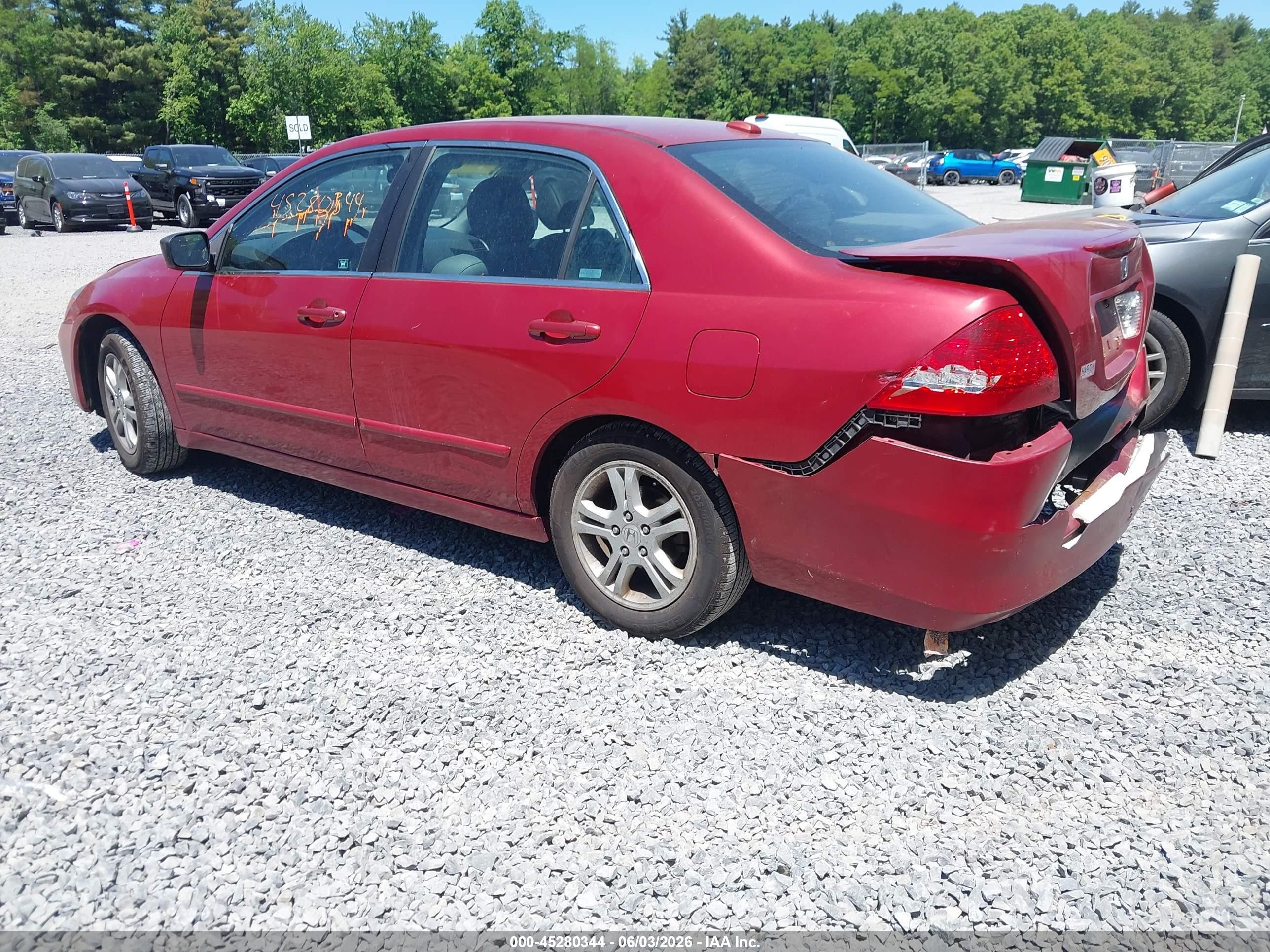 2007 Honda Accord 2.4 Ex Красный vin: 1HGCM568X7A220957