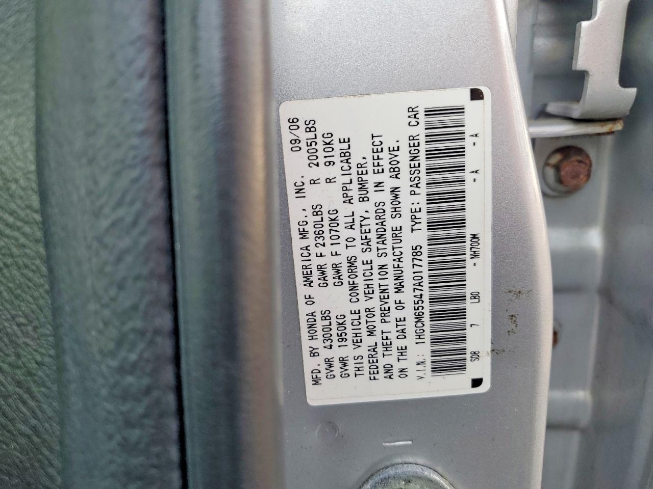 2007 Honda Accord Ex Silver vin: 1HGCM65547A017785