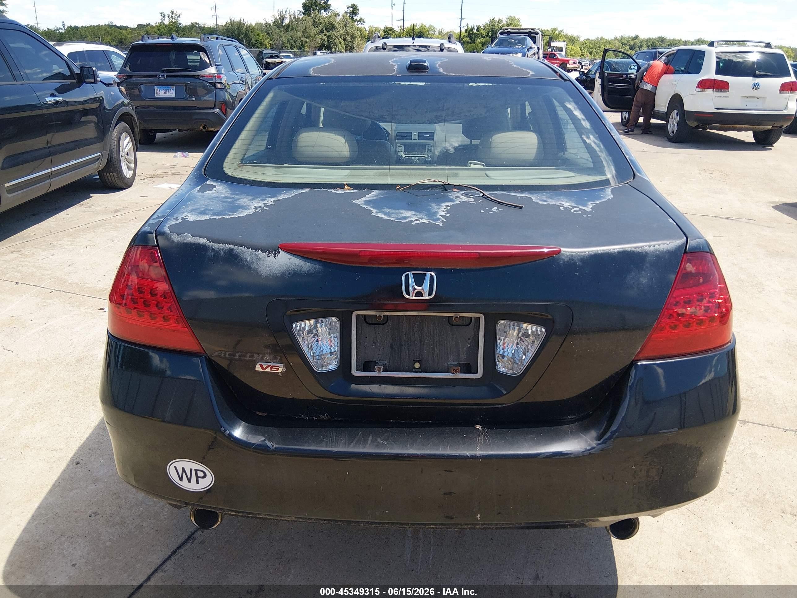 2006 Honda Accord 3.0 Ex Black vin: 1HGCM65576A011686