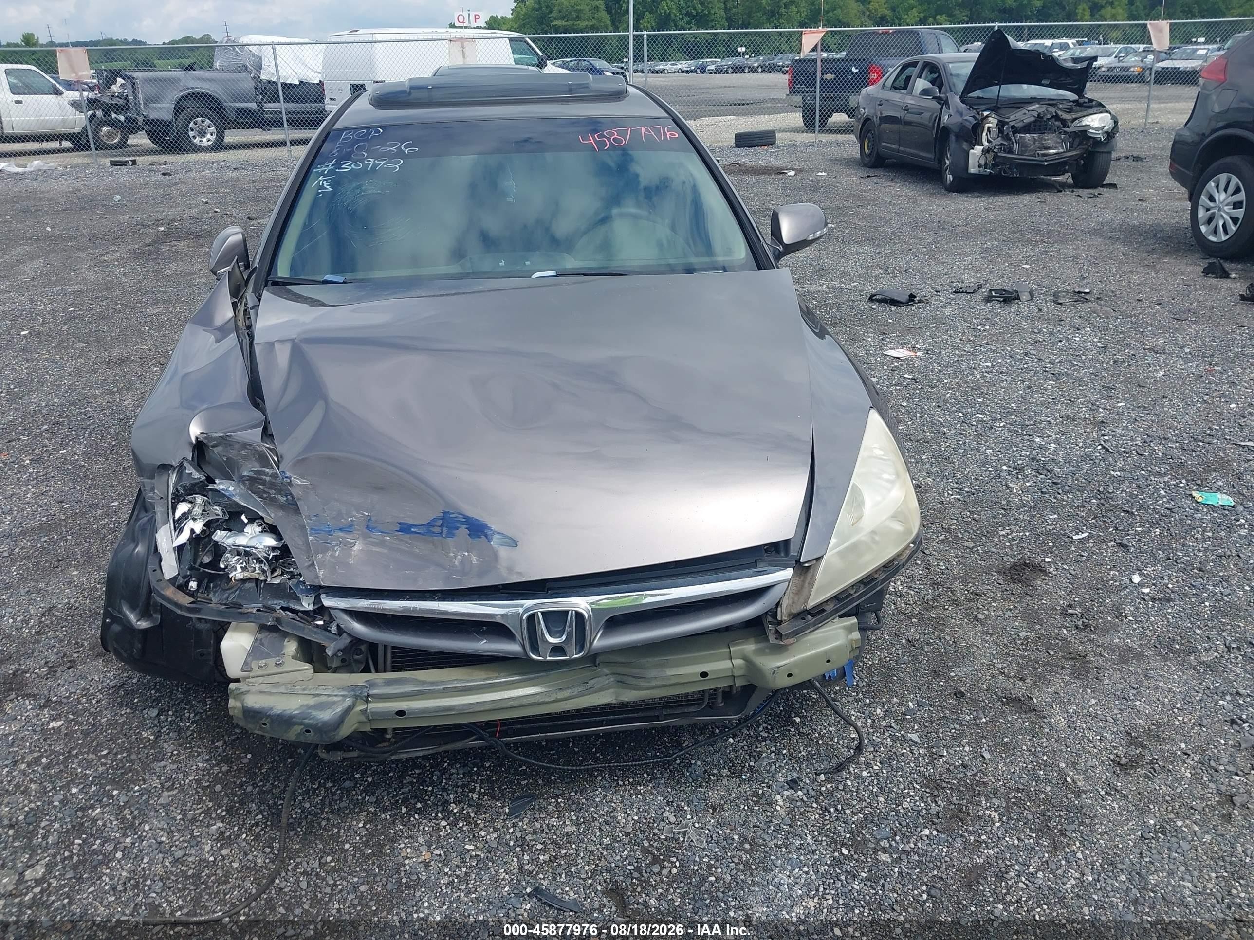 2007 Honda Accord 3.0 Ex Серый vin: 1HGCM65577A071016