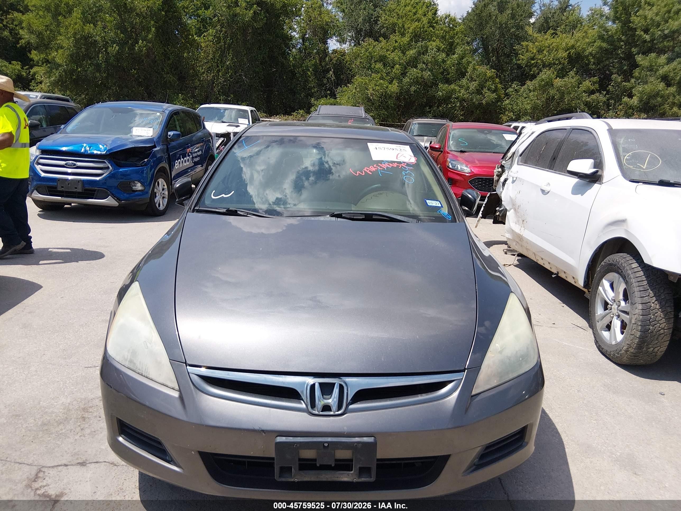 2007 Honda Accord 3.0 Lx Gray vin: 1HGCM66327A034999