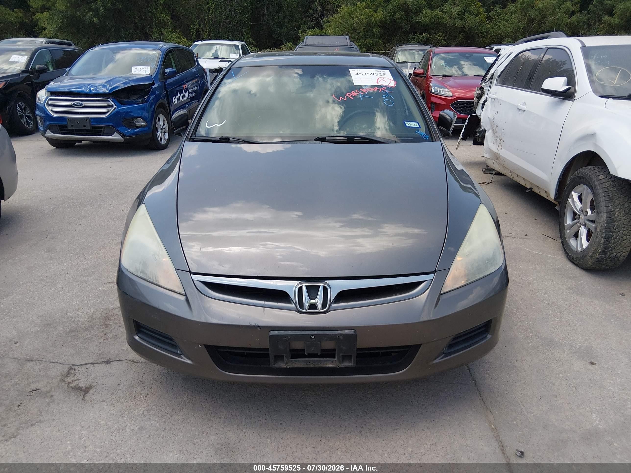 2007 Honda Accord 3.0 Lx Gray vin: 1HGCM66327A034999