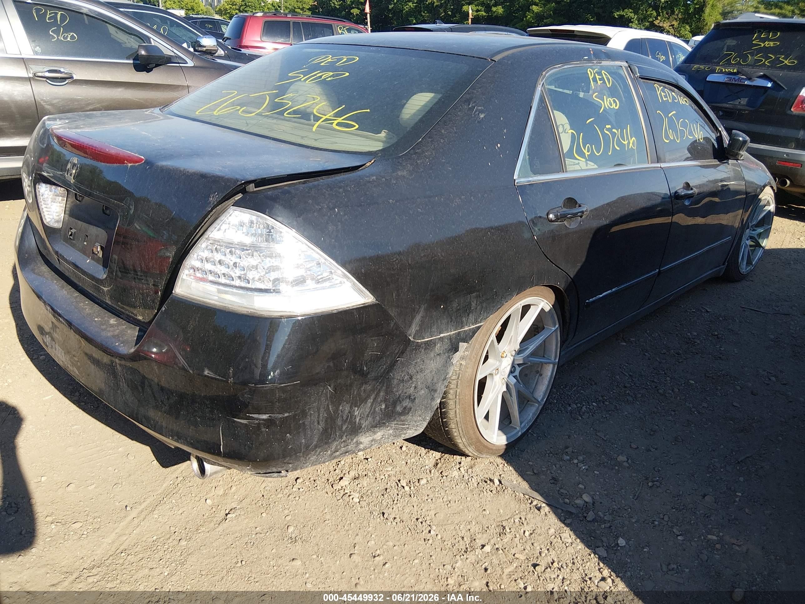2007 Honda Accord 3.0 Lx Black vin: 1HGCM66337A013238