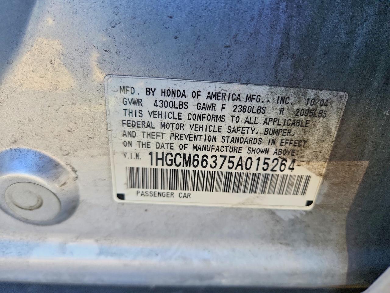 2005 Honda Accord Lx Silver vin: 1HGCM66375A015264