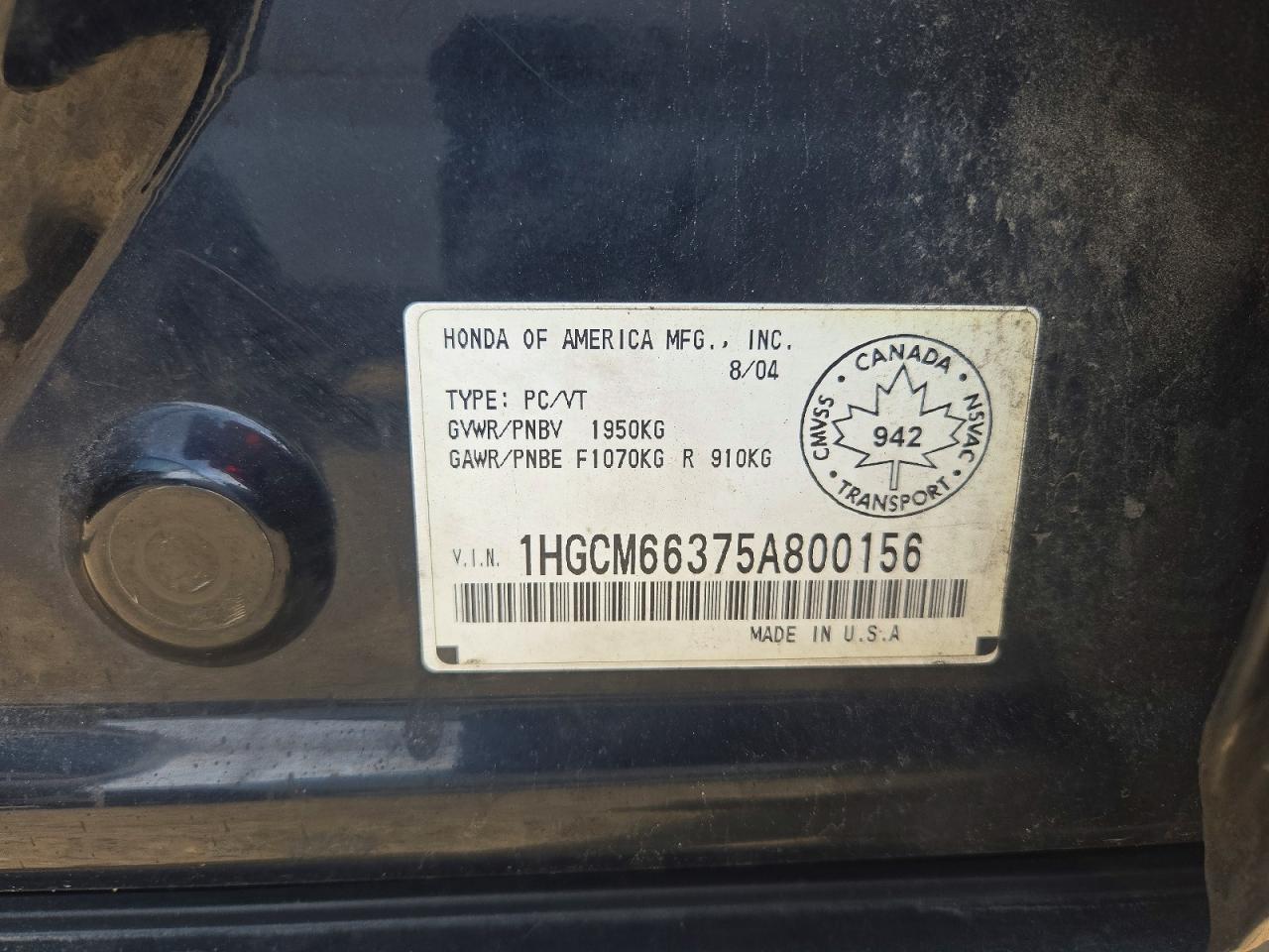 2005 Honda Accord Lx Black vin: 1HGCM66375A800156