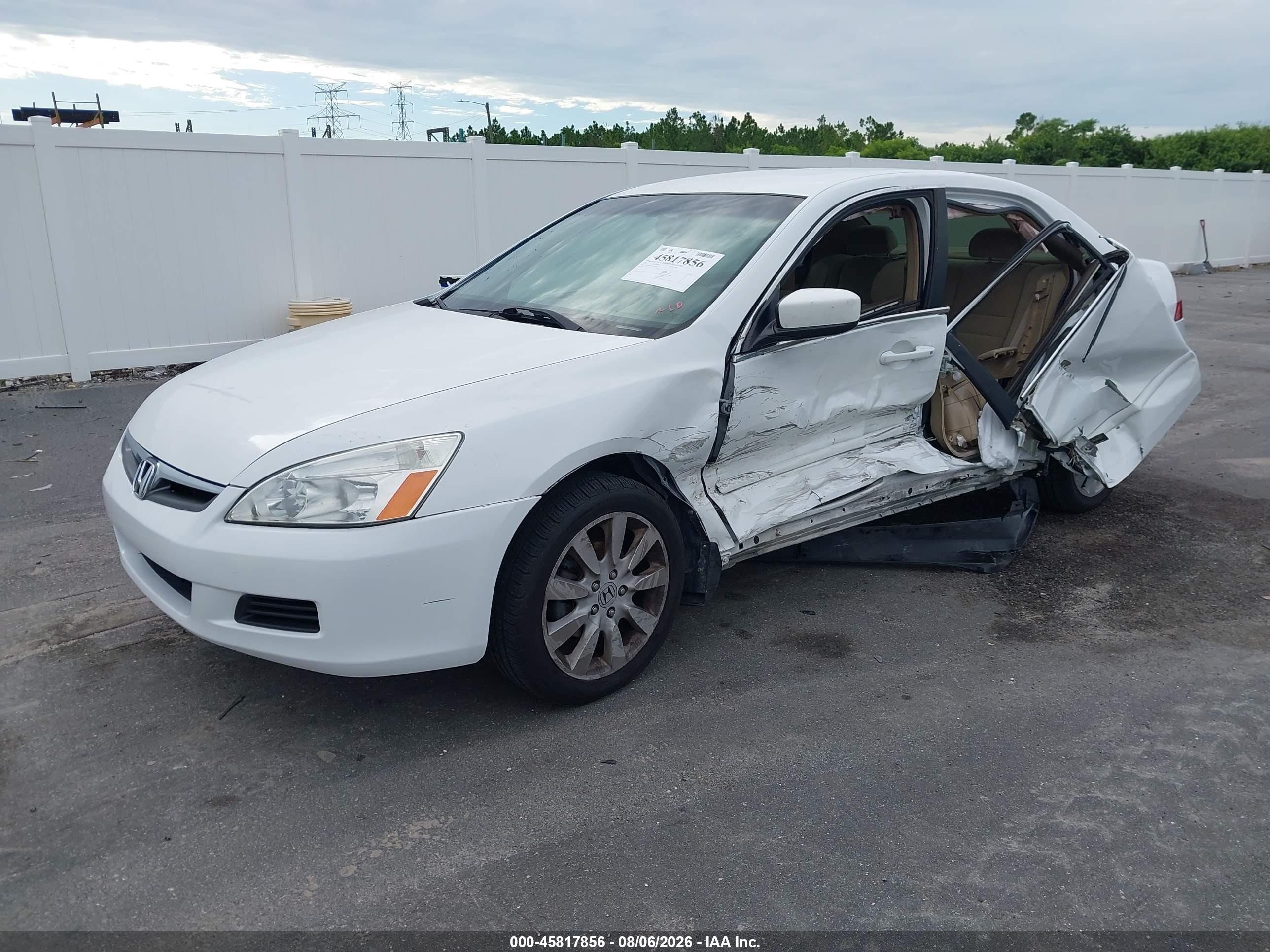 2007 Honda Accord 3.0 Se White vin: 1HGCM66427A094936