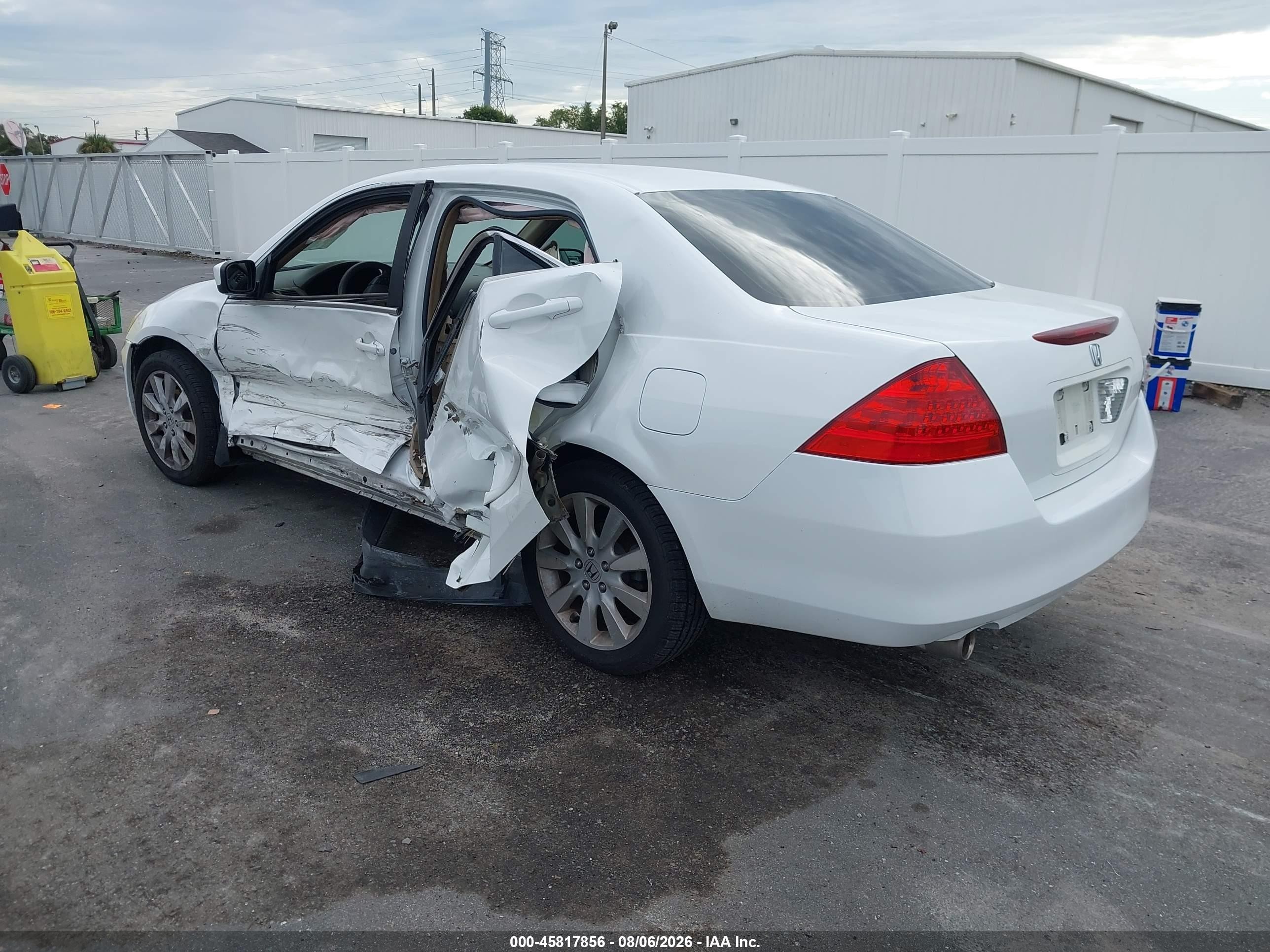 2007 Honda Accord 3.0 Se White vin: 1HGCM66427A094936