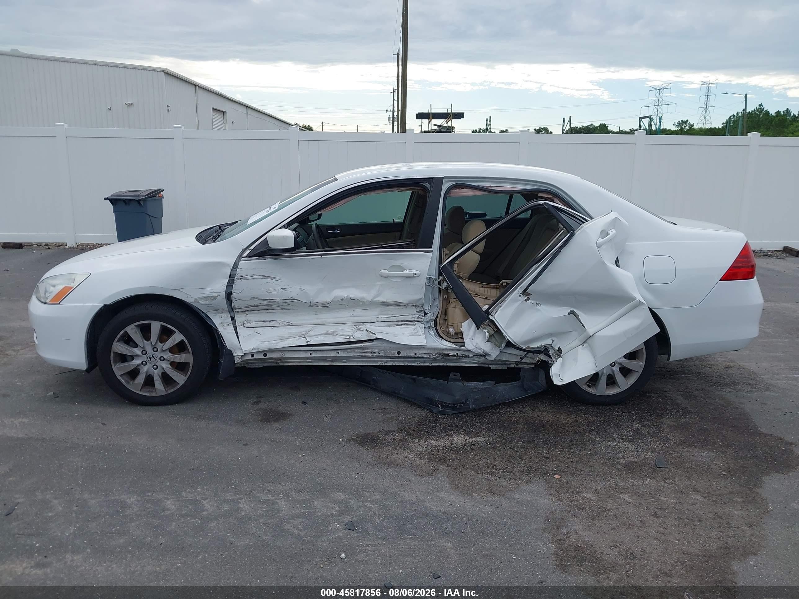 2007 Honda Accord 3.0 Se White vin: 1HGCM66427A094936