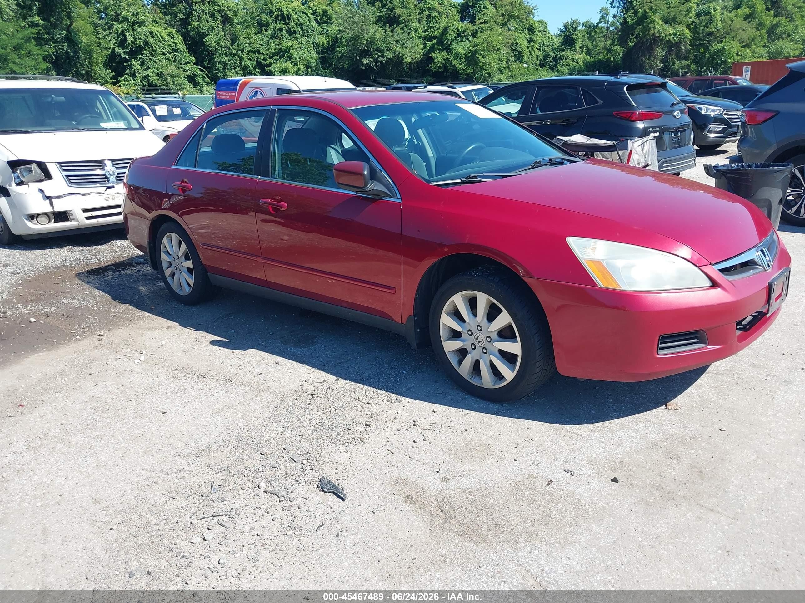 2007 Honda Accord 3.0 Se Red vin: 1HGCM66457A082778