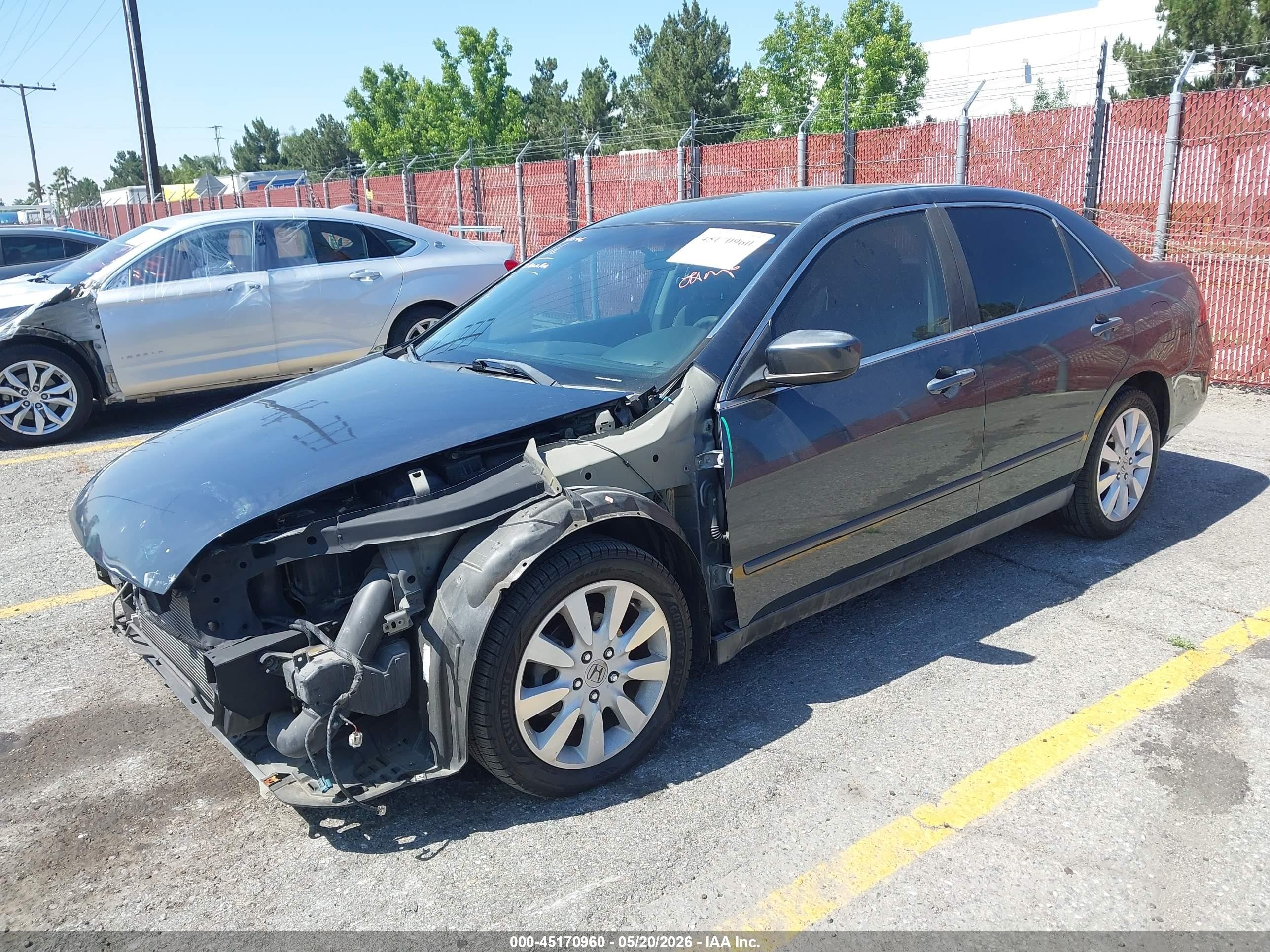 2007 Honda Accord 3.0 Se Gray vin: 1HGCM66477A084841