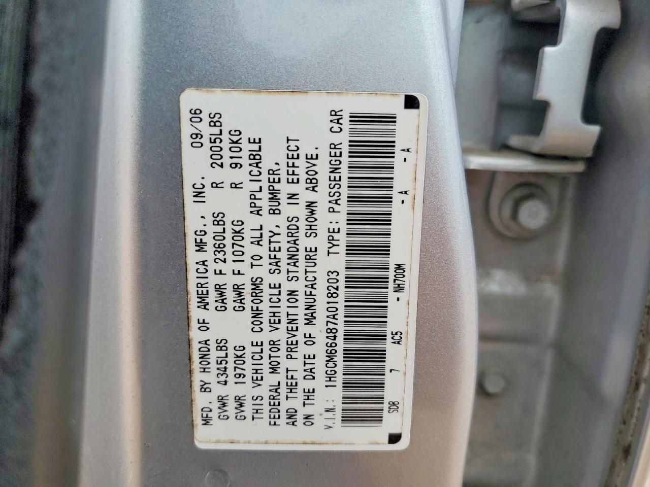 2007 Honda Accord Se Серебряный vin: 1HGCM66487A018203