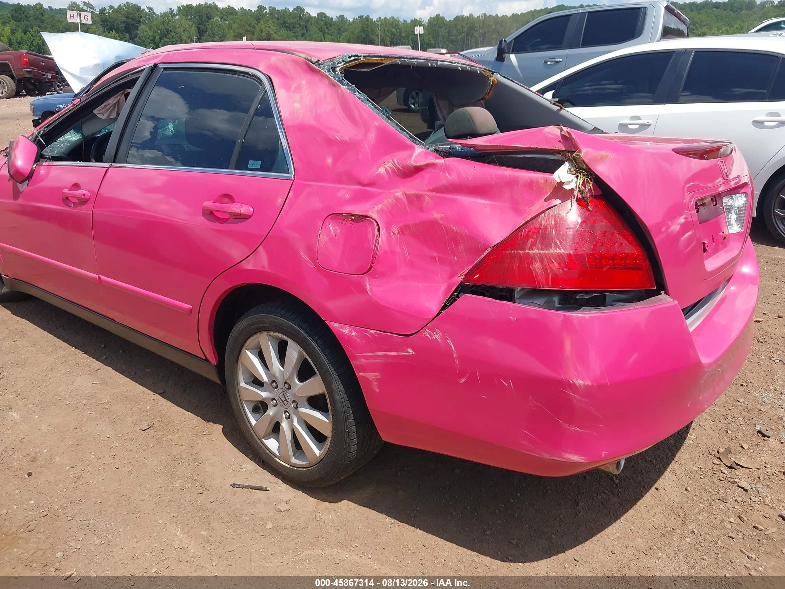 2007 Honda Accord 3.0 Se Pink vin: 1HGCM66487A070897