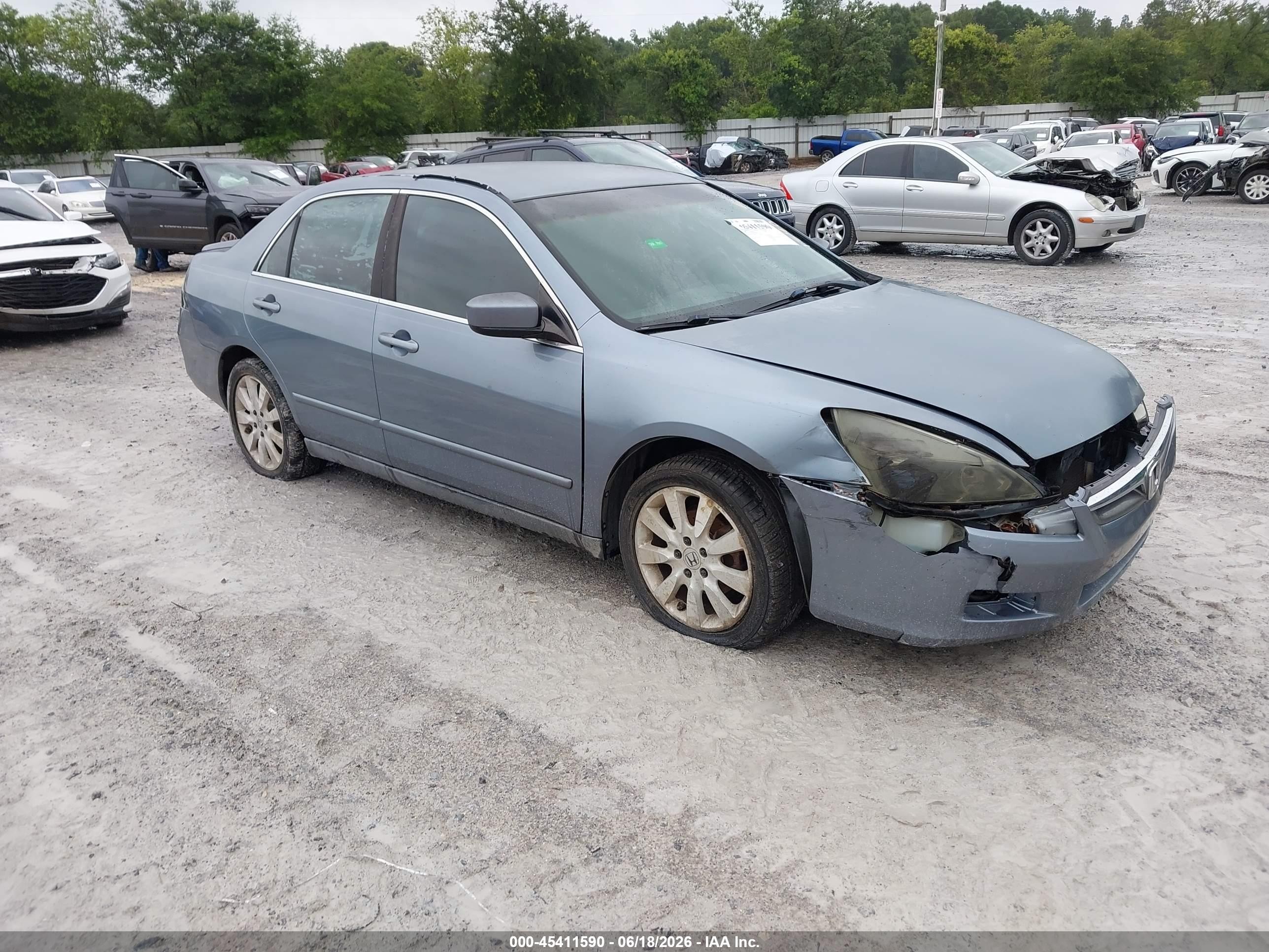 2007 Honda Accord 3.0 Se Light Blue vin: 1HGCM66487A082094