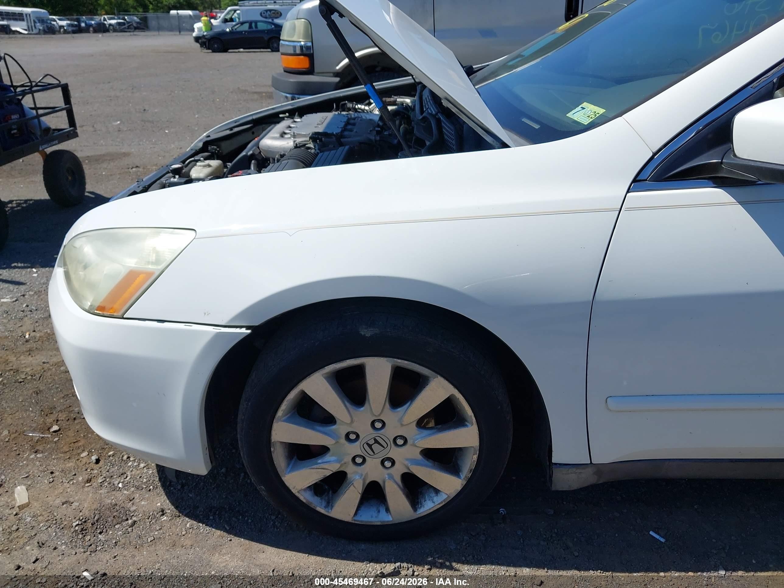 2007 Honda Accord 3.0 Se White vin: 1HGCM66497A027959