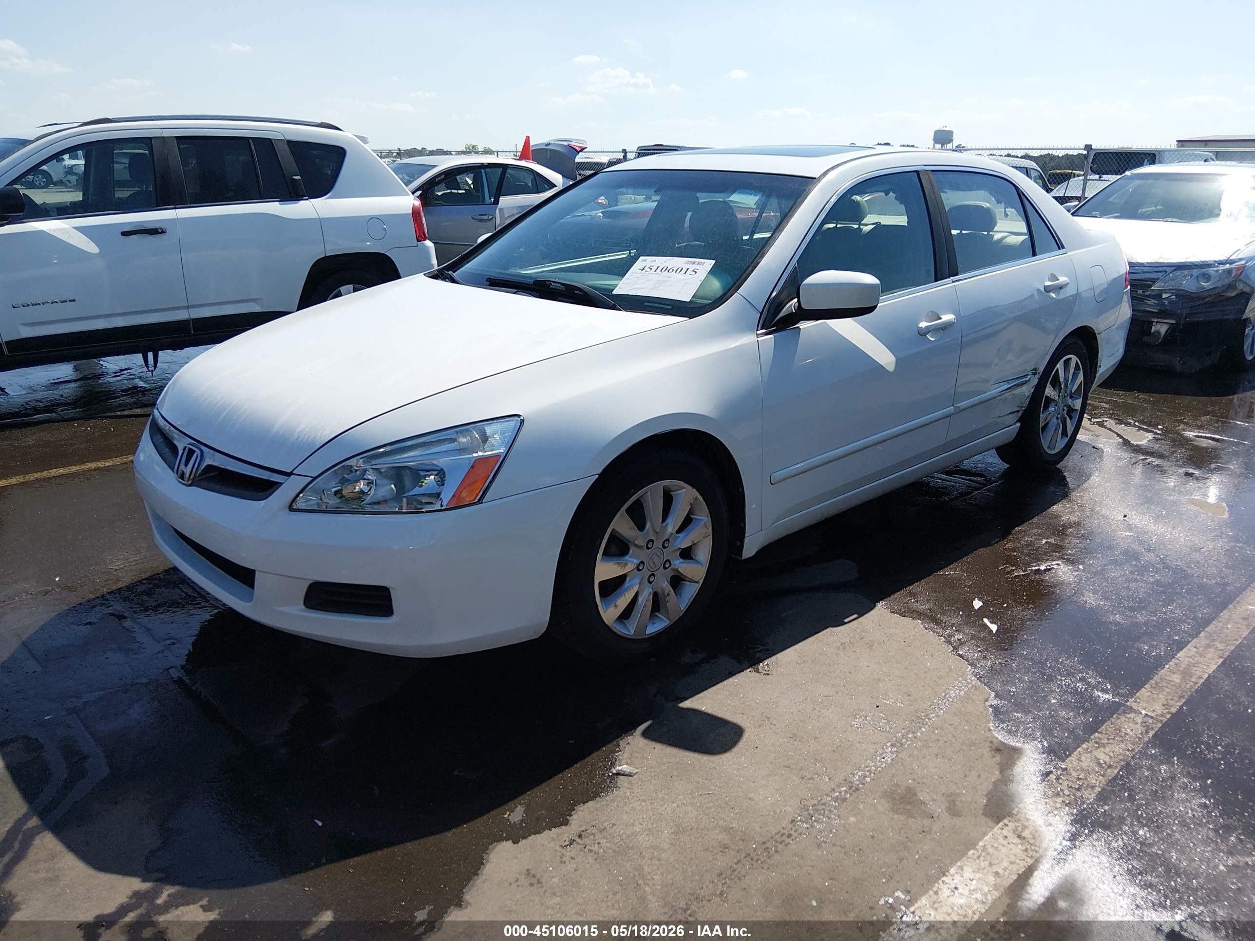 2006 Honda Accord 3.0 Ex White vin: 1HGCM66506A056662