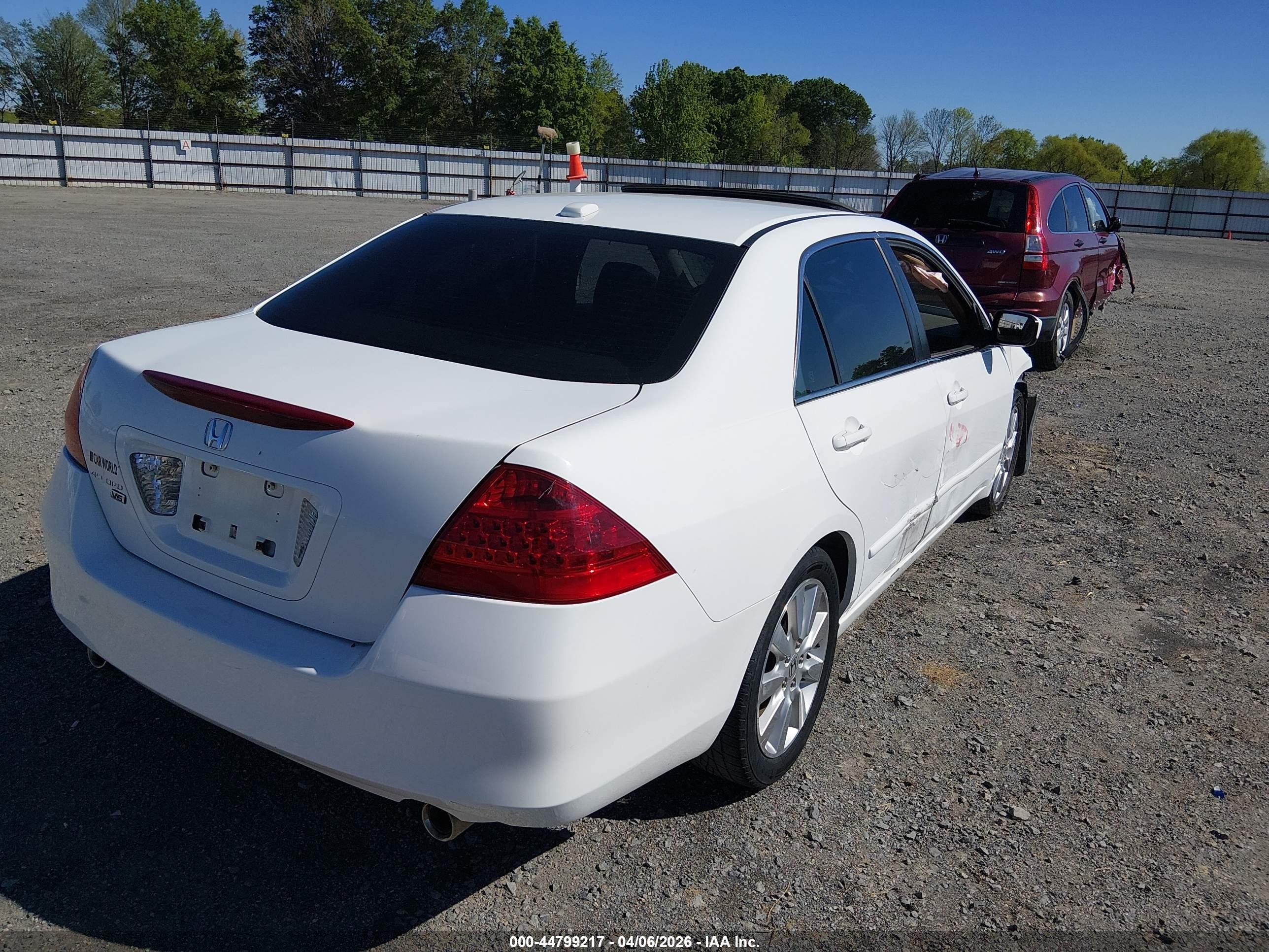 2007 Honda Accord 3.0 Ex White vin: 1HGCM66507A105408