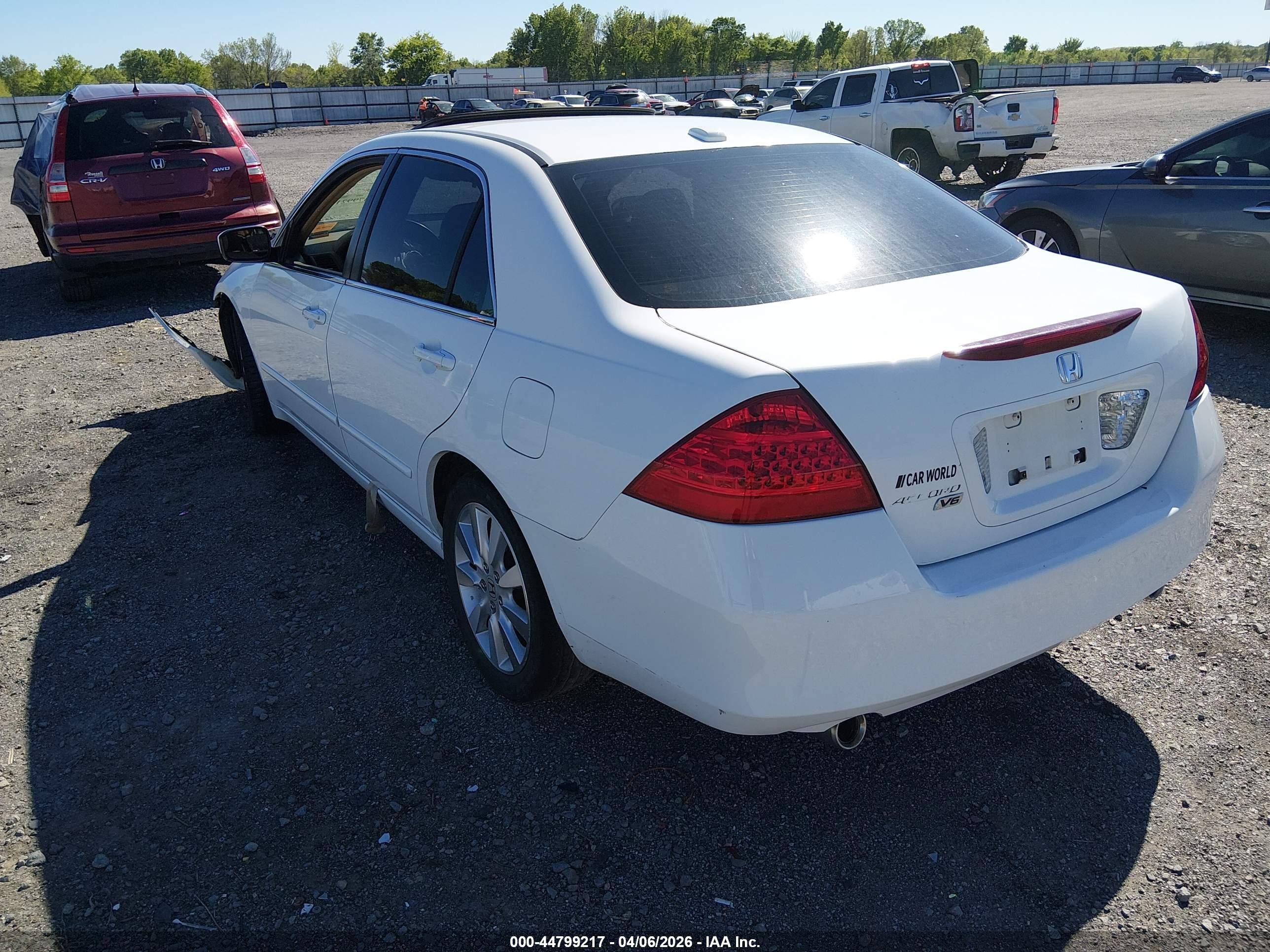 2007 Honda Accord 3.0 Ex White vin: 1HGCM66507A105408