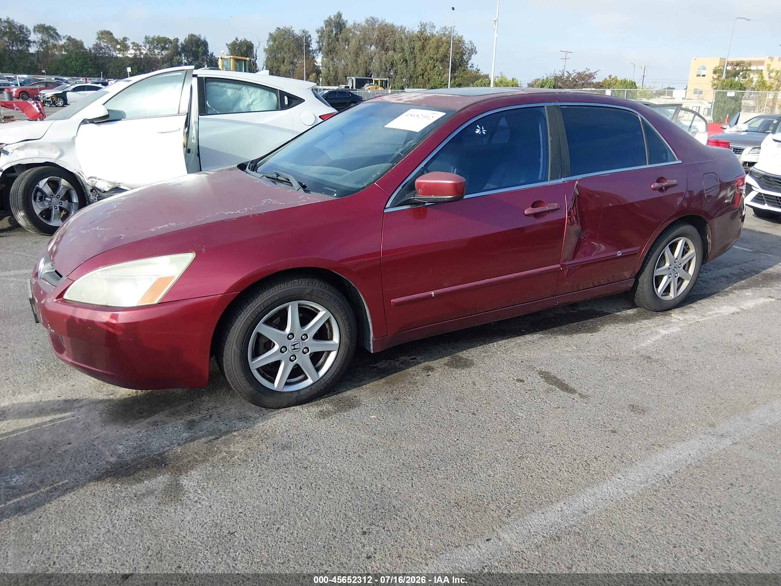 2004 Honda Accord 3.0 Ex Burgundy vin: 1HGCM66514A005619