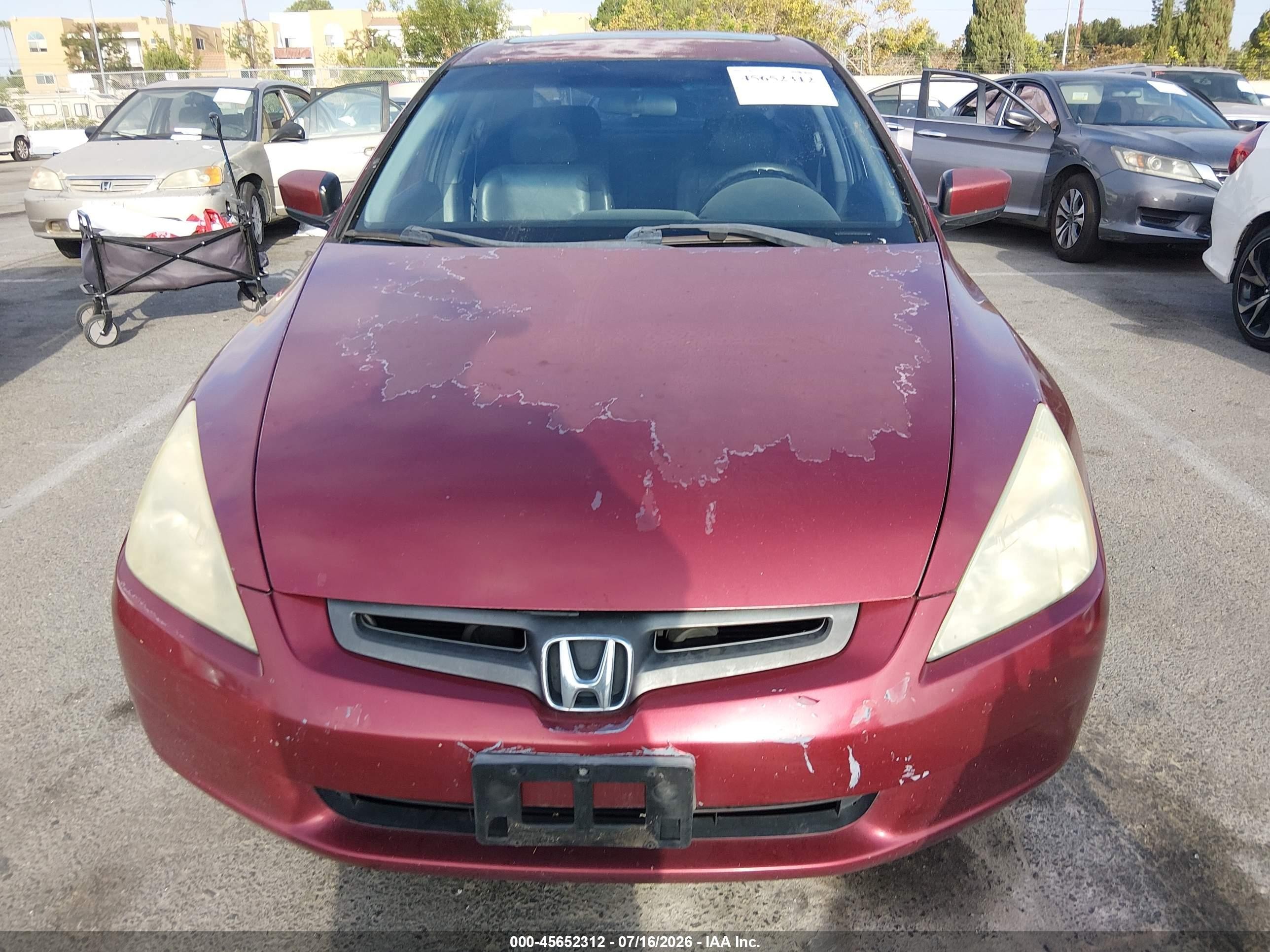 2004 Honda Accord 3.0 Ex Burgundy vin: 1HGCM66514A005619