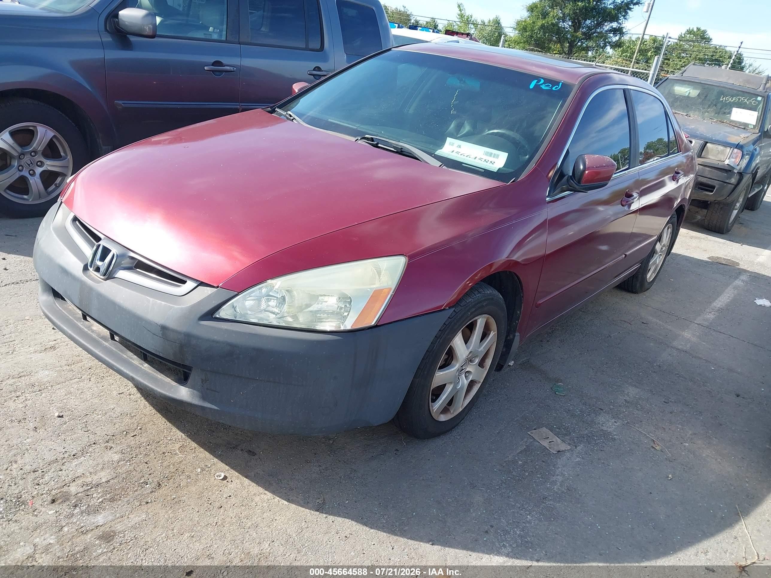 2005 Honda Accord 3.0 Ex Бордовый vin: 1HGCM66515A057365