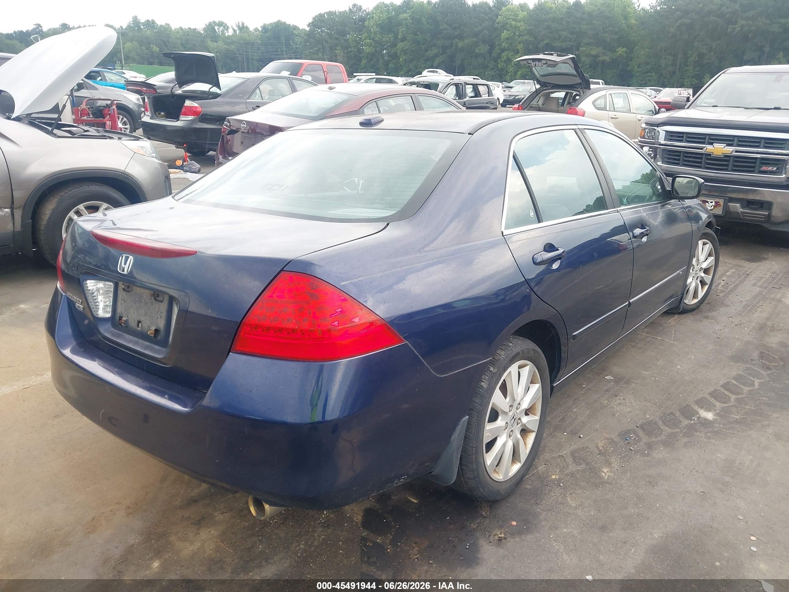 2007 Honda Accord 3.0 Ex Синий vin: 1HGCM66517A043050
