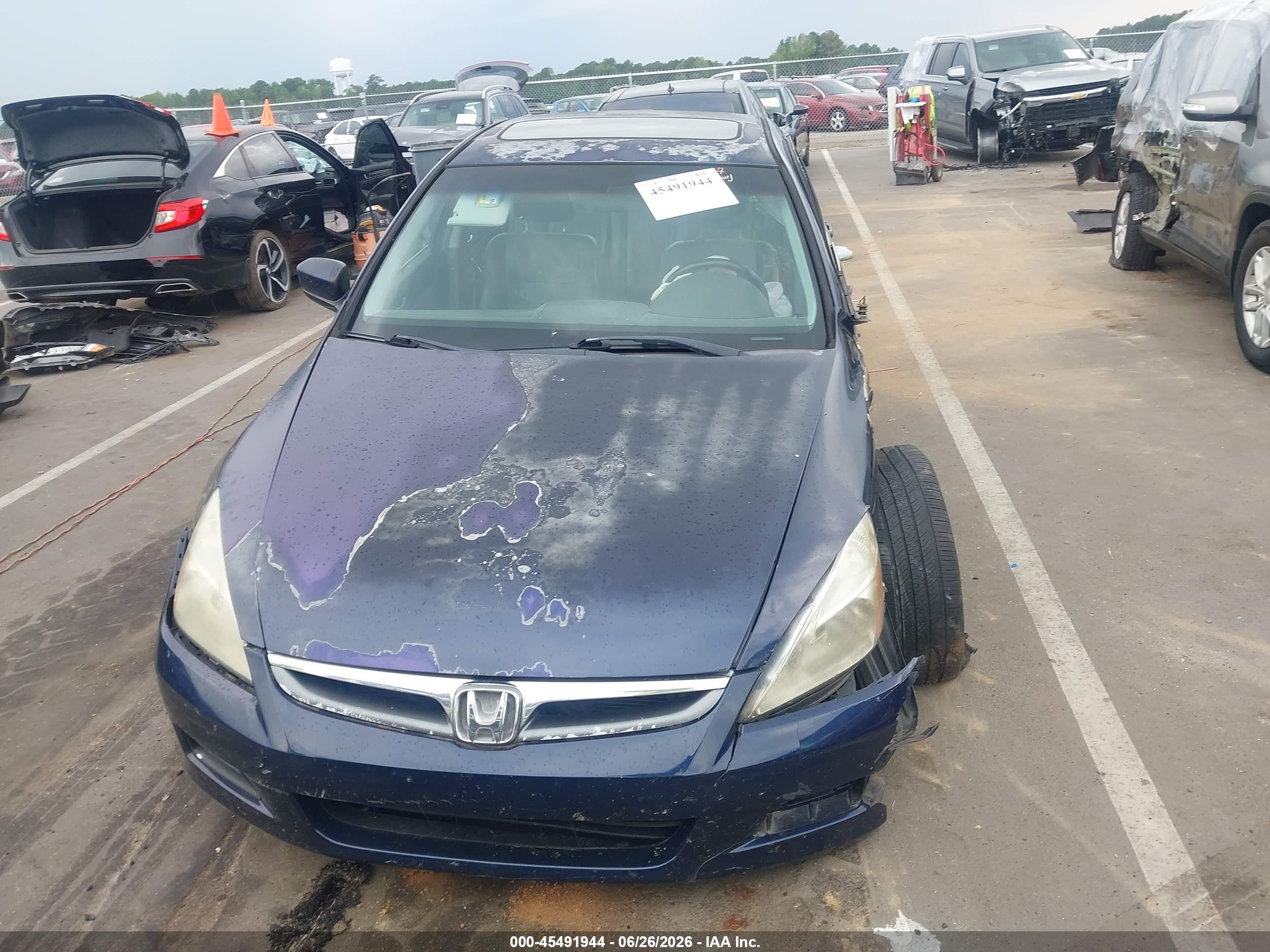 2007 Honda Accord 3.0 Ex Синий vin: 1HGCM66517A043050