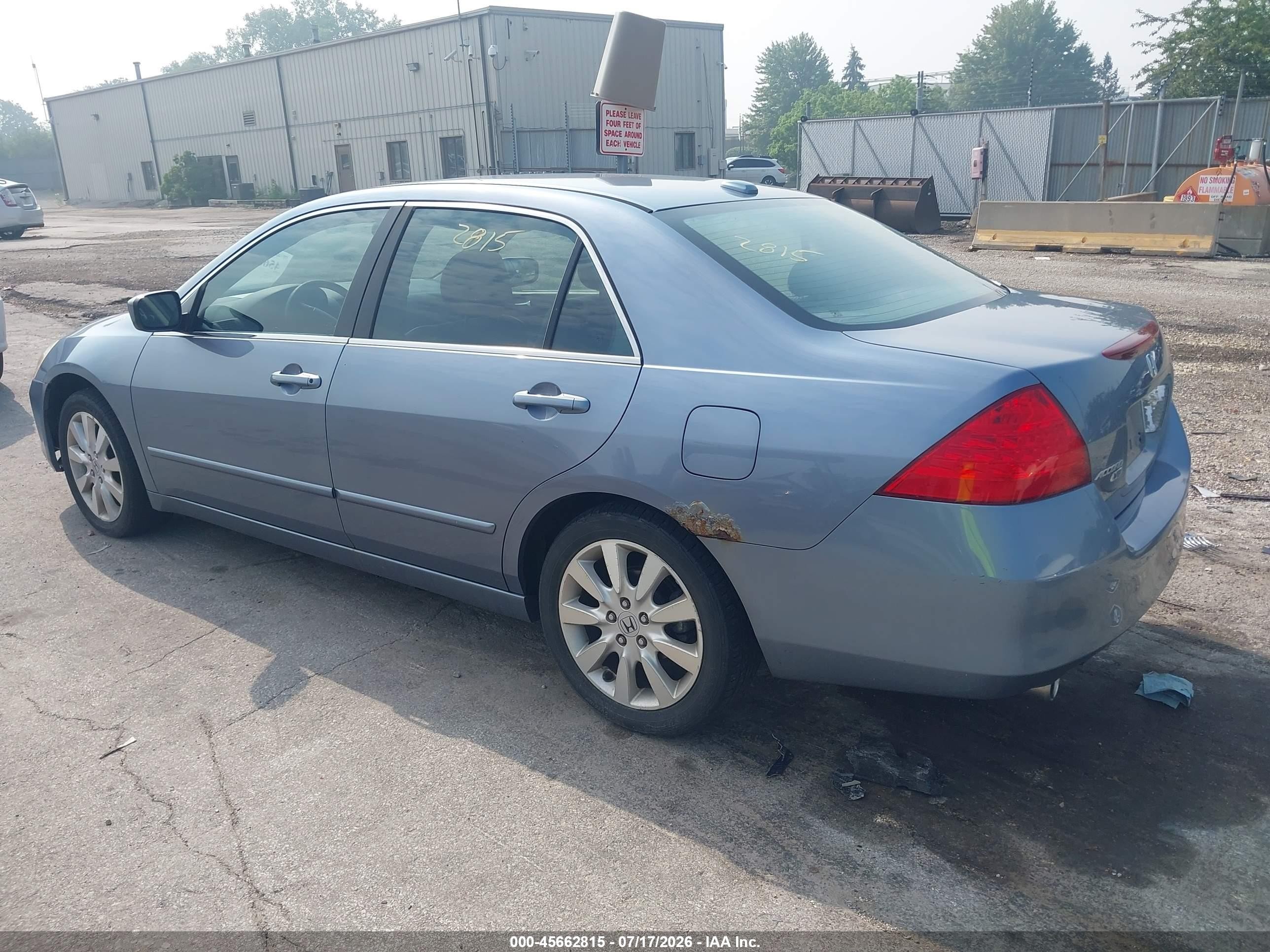 2007 Honda Accord 3.0 Ex Light Blue vin: 1HGCM66517A048264
