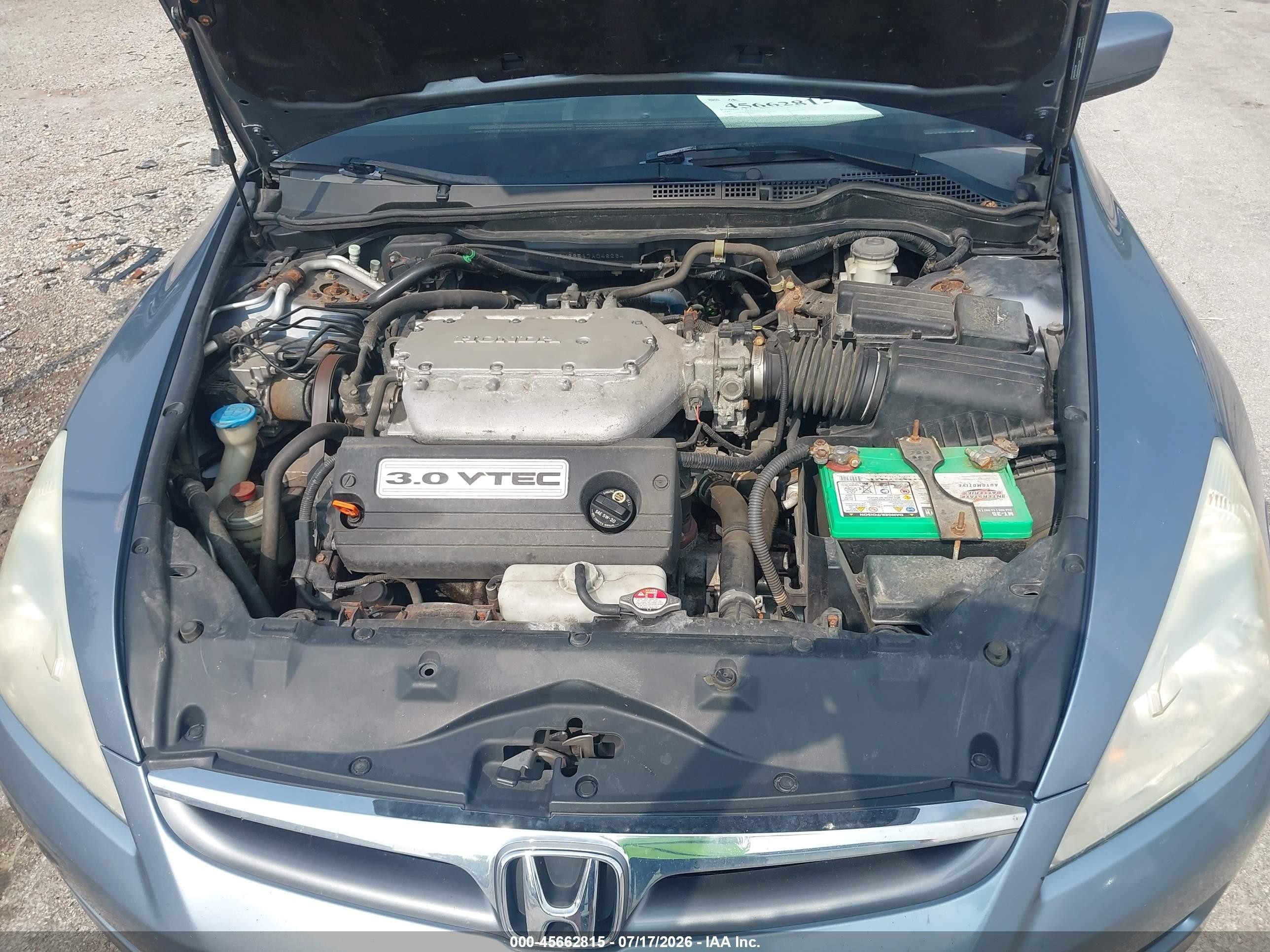 2007 Honda Accord 3.0 Ex Light Blue vin: 1HGCM66517A048264
