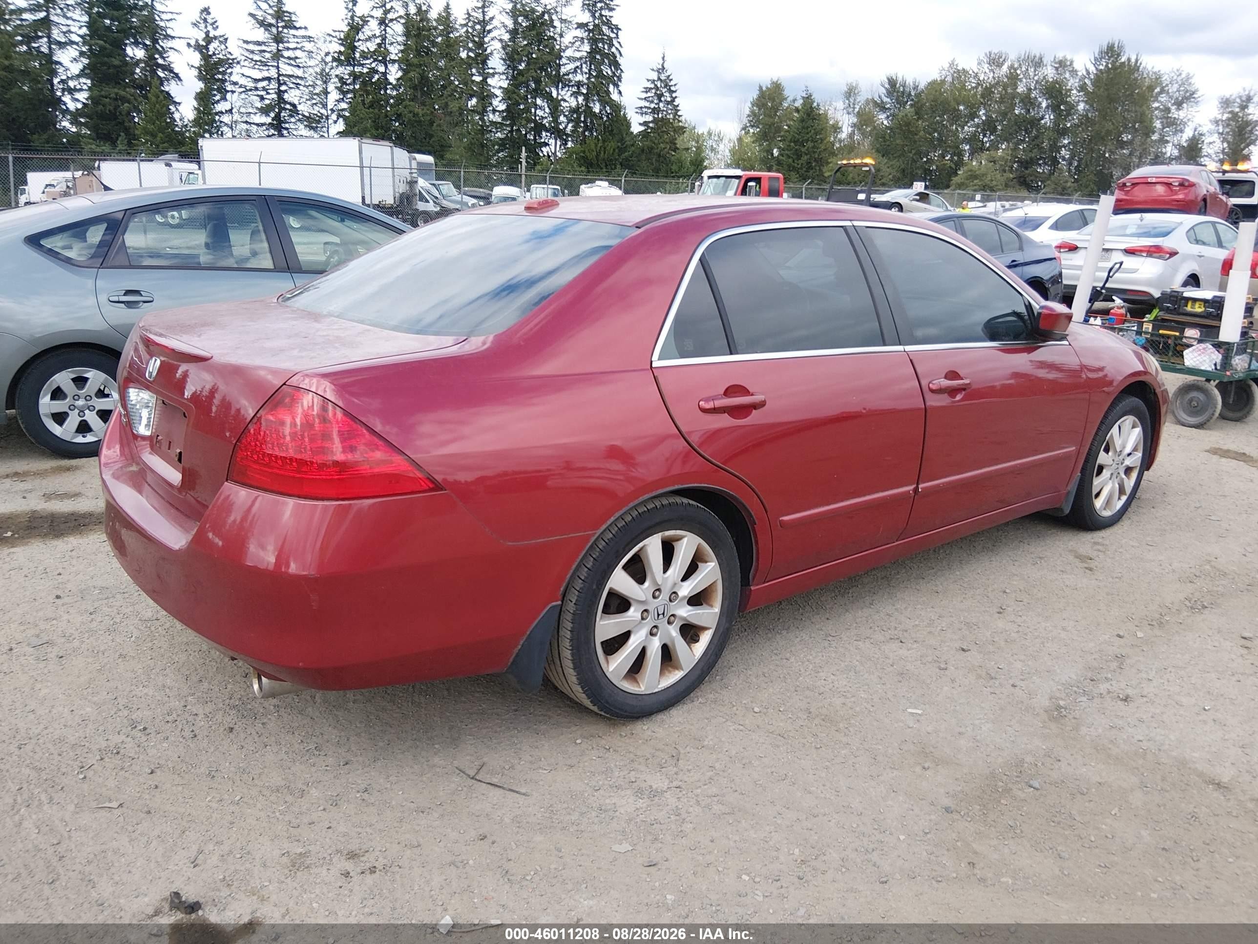 2007 Honda Accord 3.0 Ex Burgundy vin: 1HGCM66517A094693