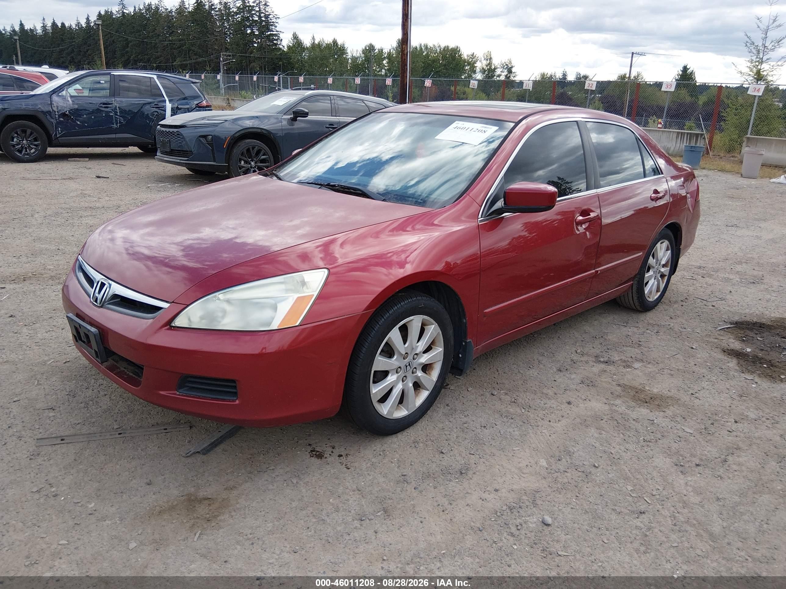 2007 Honda Accord 3.0 Ex Burgundy vin: 1HGCM66517A094693