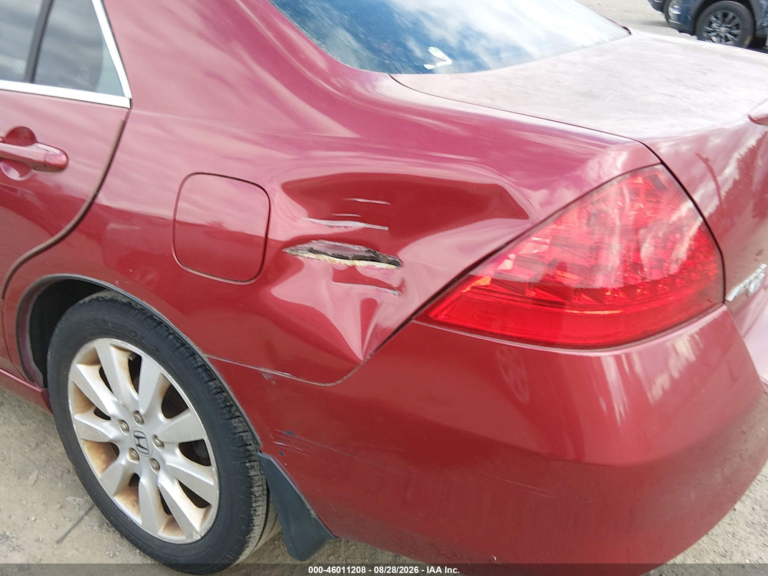2007 Honda Accord 3.0 Ex Burgundy vin: 1HGCM66517A094693
