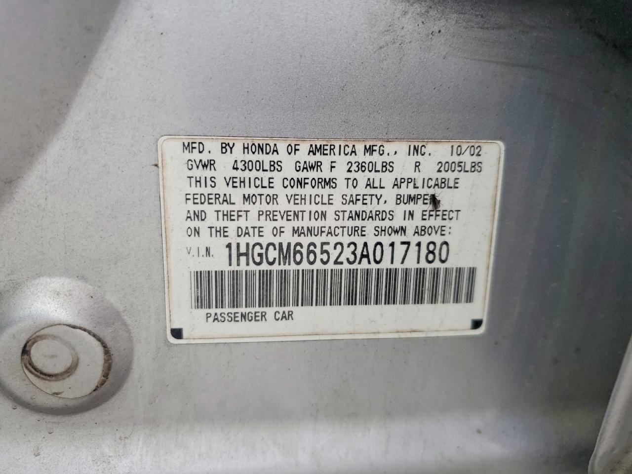 2003 Honda Accord Ex Silver vin: 1HGCM66523A017180