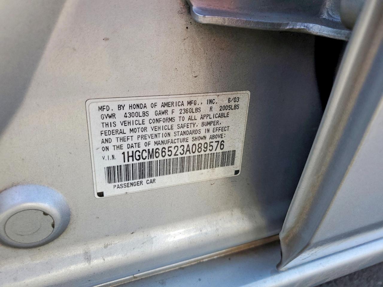 2003 Honda Accord Ex Silver vin: 1HGCM66523A089576