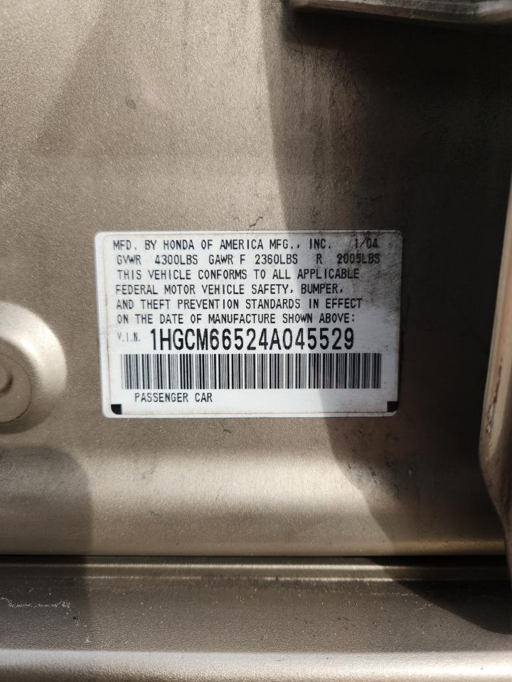 2004 Honda Accord Ex Tan vin: 1HGCM66524A045529