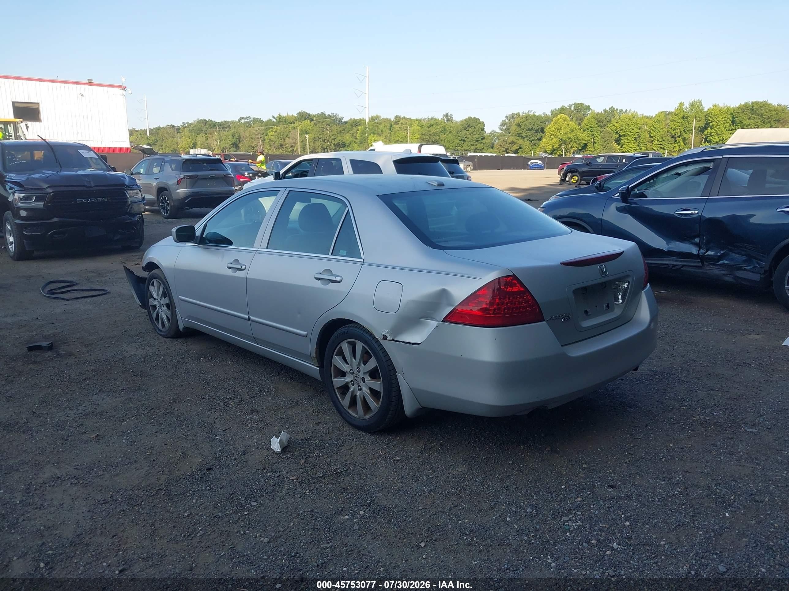 2007 Honda Accord 3.0 Ex Silver vin: 1HGCM66527A095478