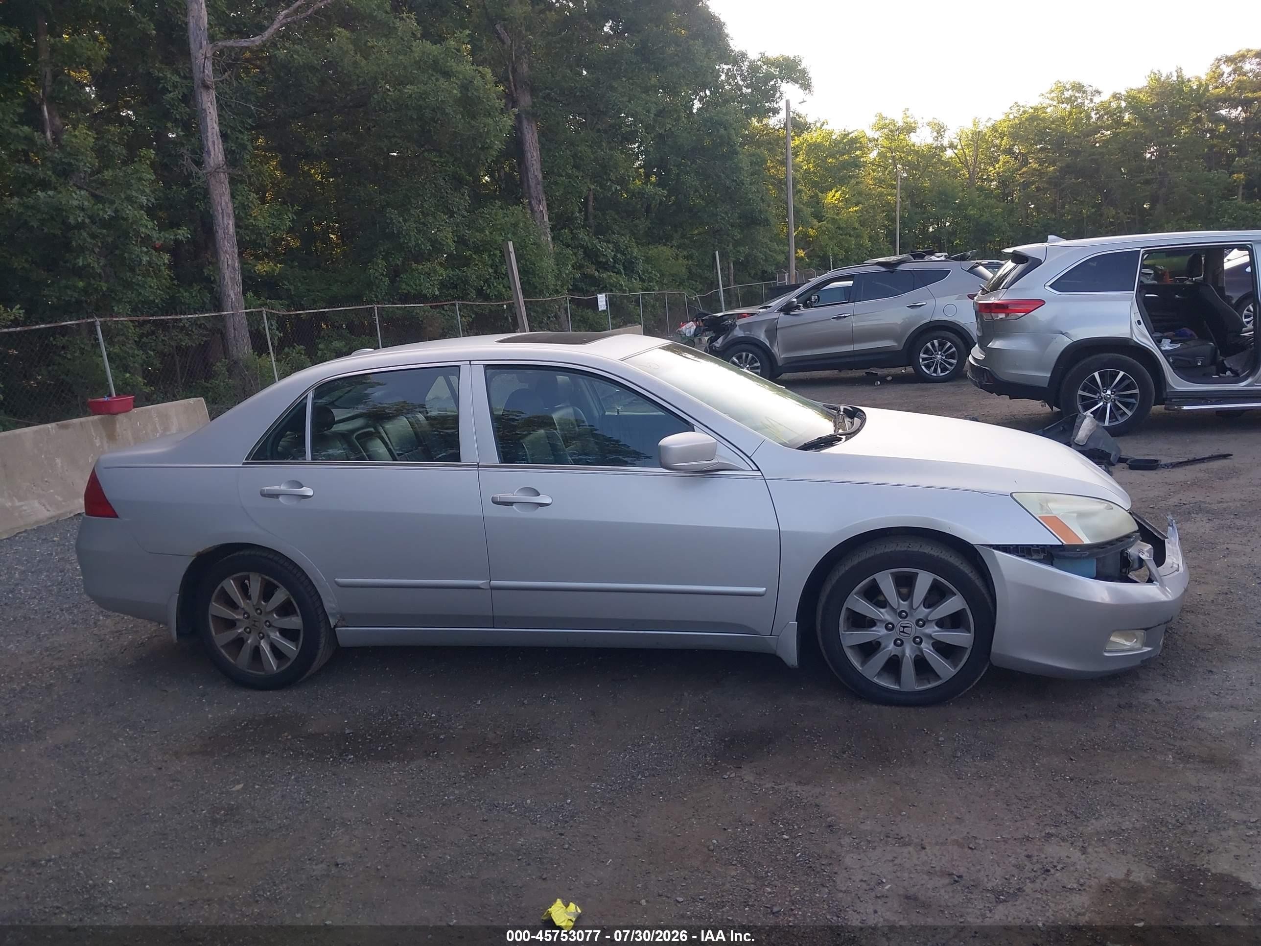 2007 Honda Accord 3.0 Ex Silver vin: 1HGCM66527A095478