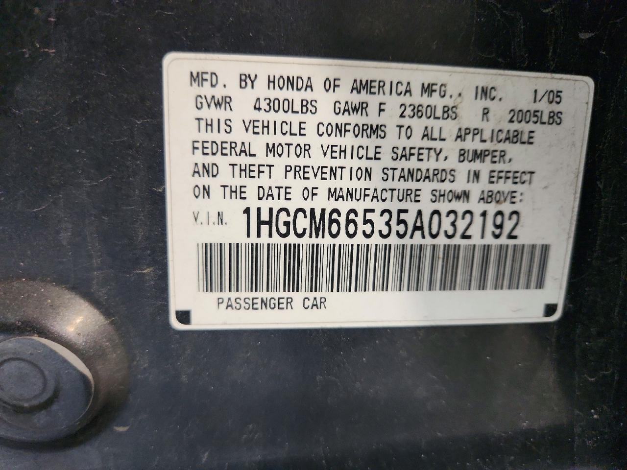 2005 Honda Accord Ex Gray vin: 1HGCM66535A032192