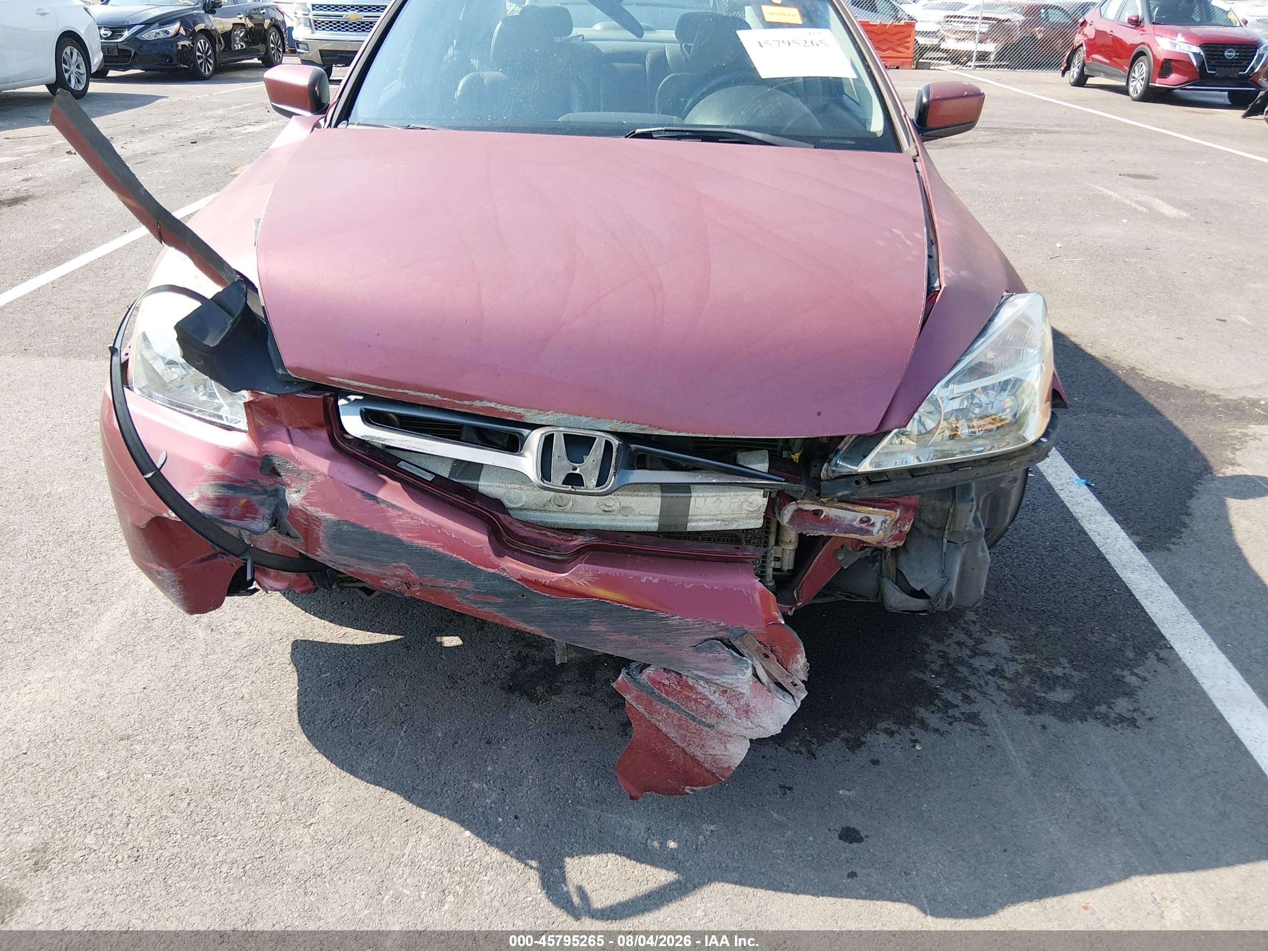 2005 Honda Accord 3.0 Ex Red vin: 1HGCM66535A066598