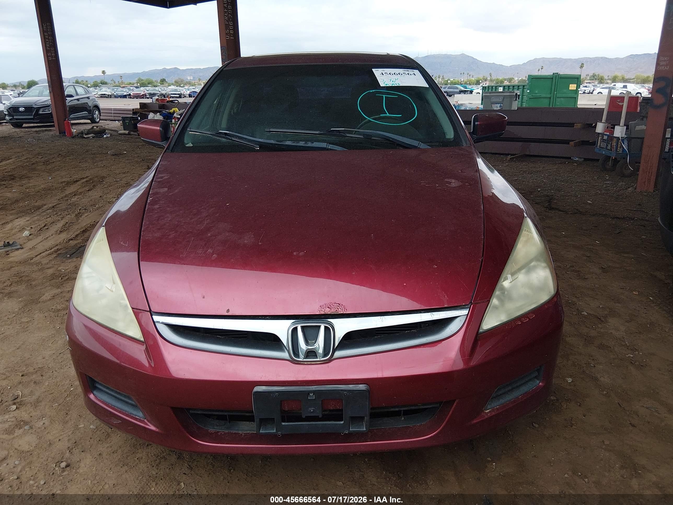 2006 Honda Accord 3.0 Ex Бордовый vin: 1HGCM66536A002286