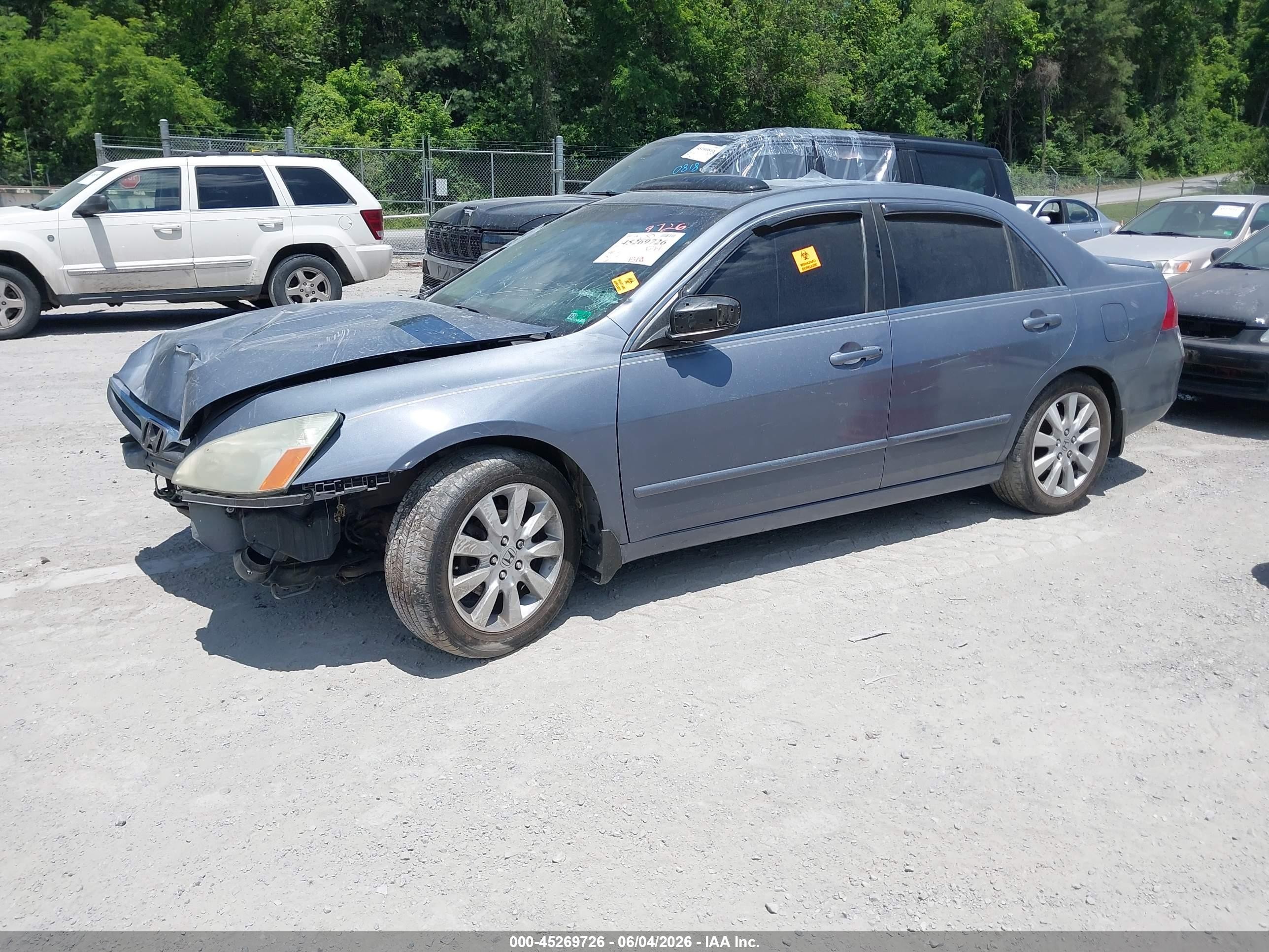 2007 Honda Accord 3.0 Ex Gray vin: 1HGCM66537A015489