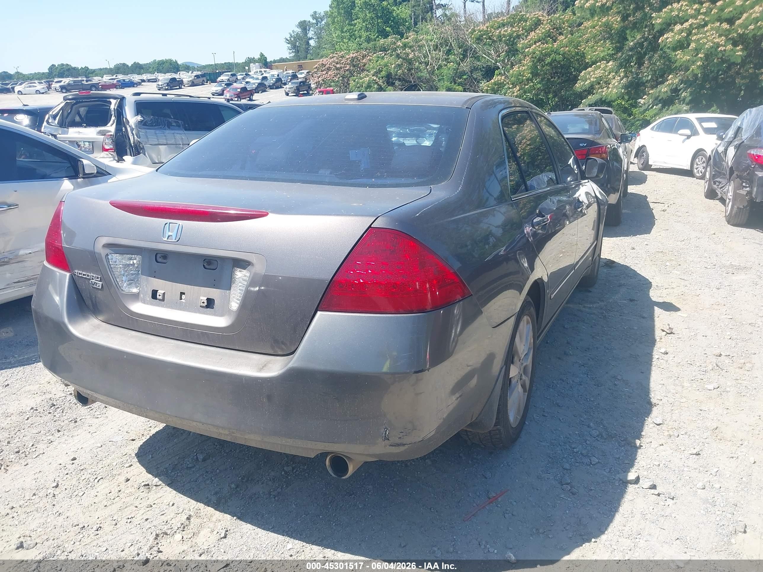 2007 Honda Accord 3.0 Ex Gray vin: 1HGCM66537A027108