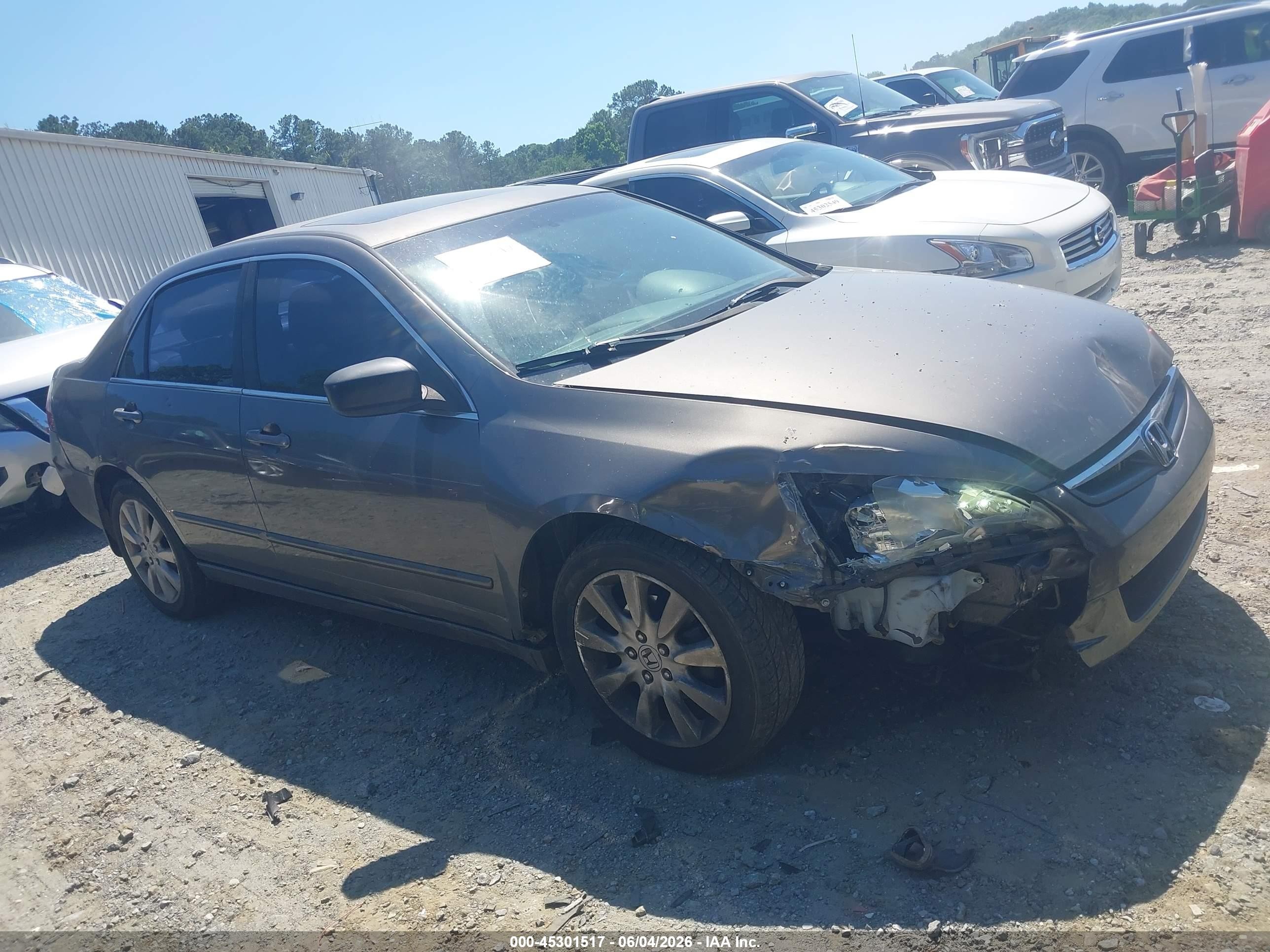 2007 Honda Accord 3.0 Ex Gray vin: 1HGCM66537A027108