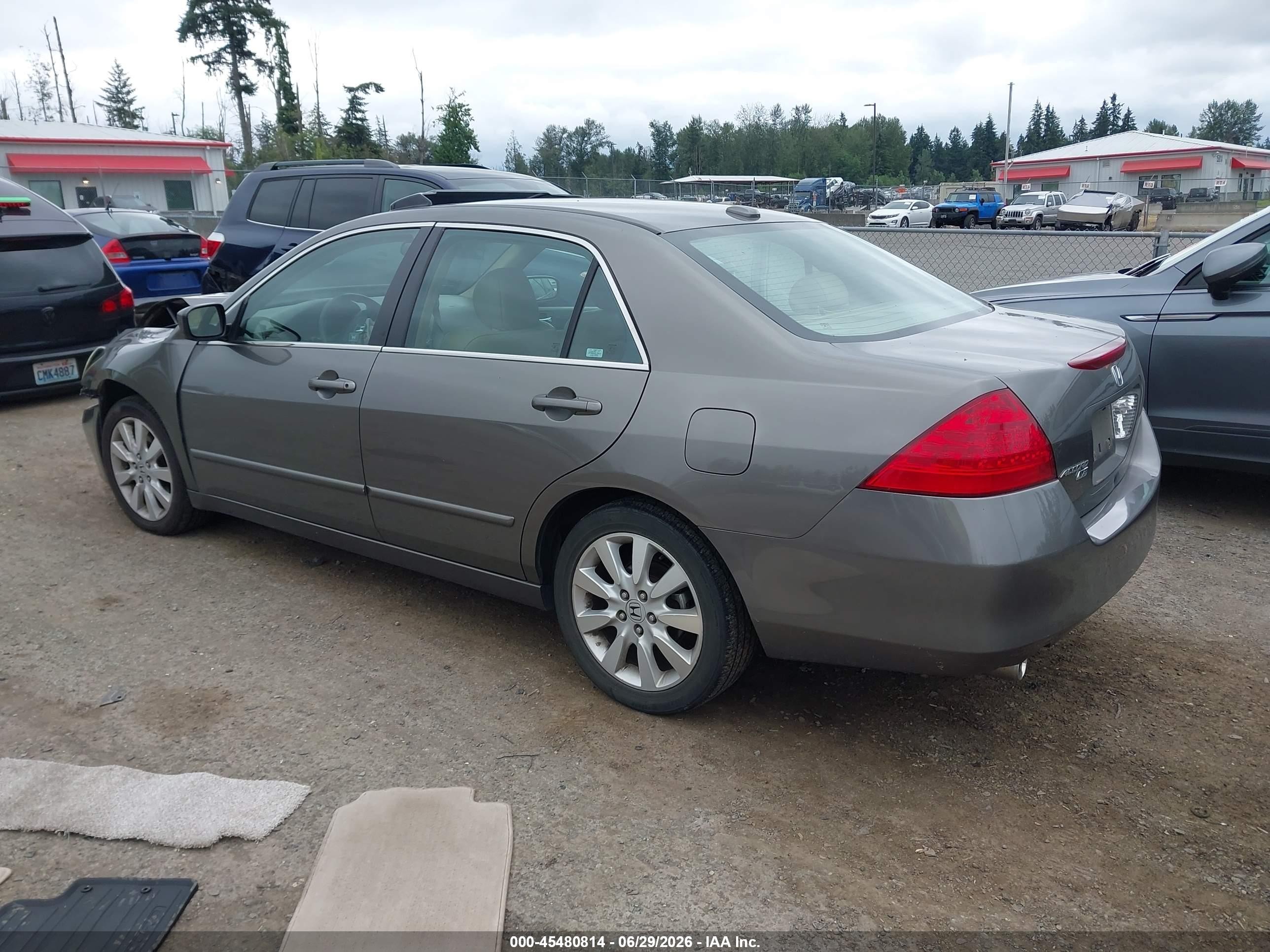2007 Honda Accord 3.0 Ex Gray vin: 1HGCM66537A077779